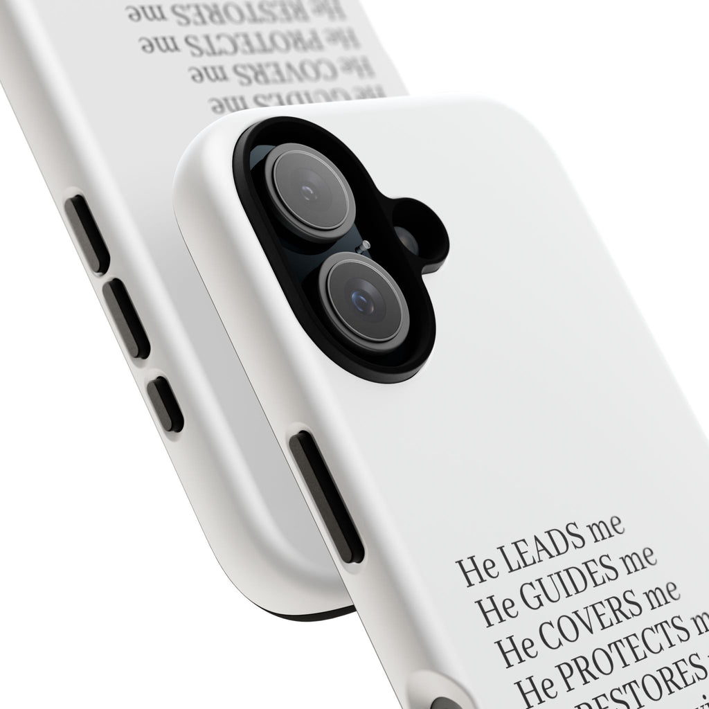 Christian Faith iPhone Case — "He Leads Me" Inspirational Phone Cover