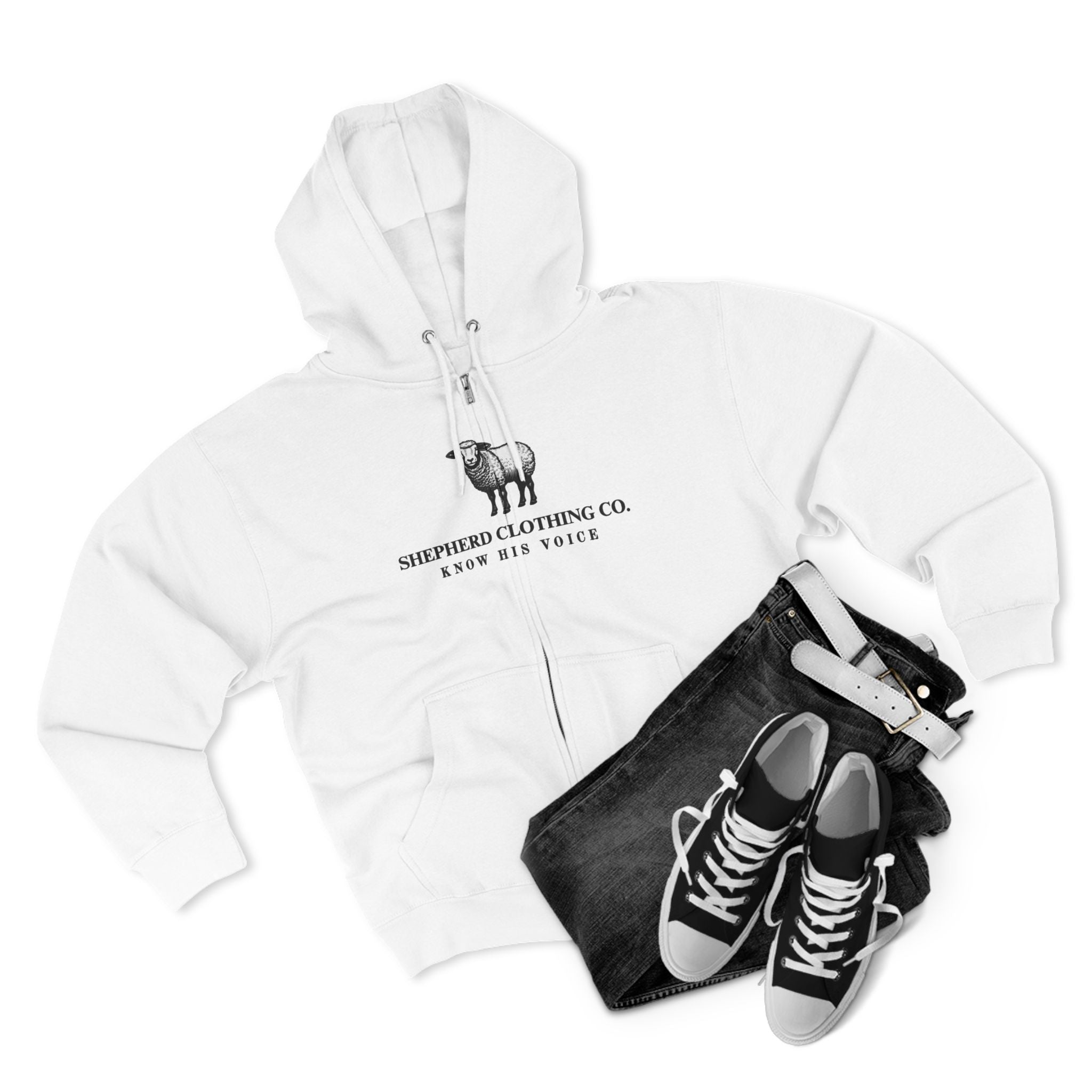 Shepherd Clothing Co. Zip Hoodie — Know His Voice | Lamb Logo Zip-Up Hoodie