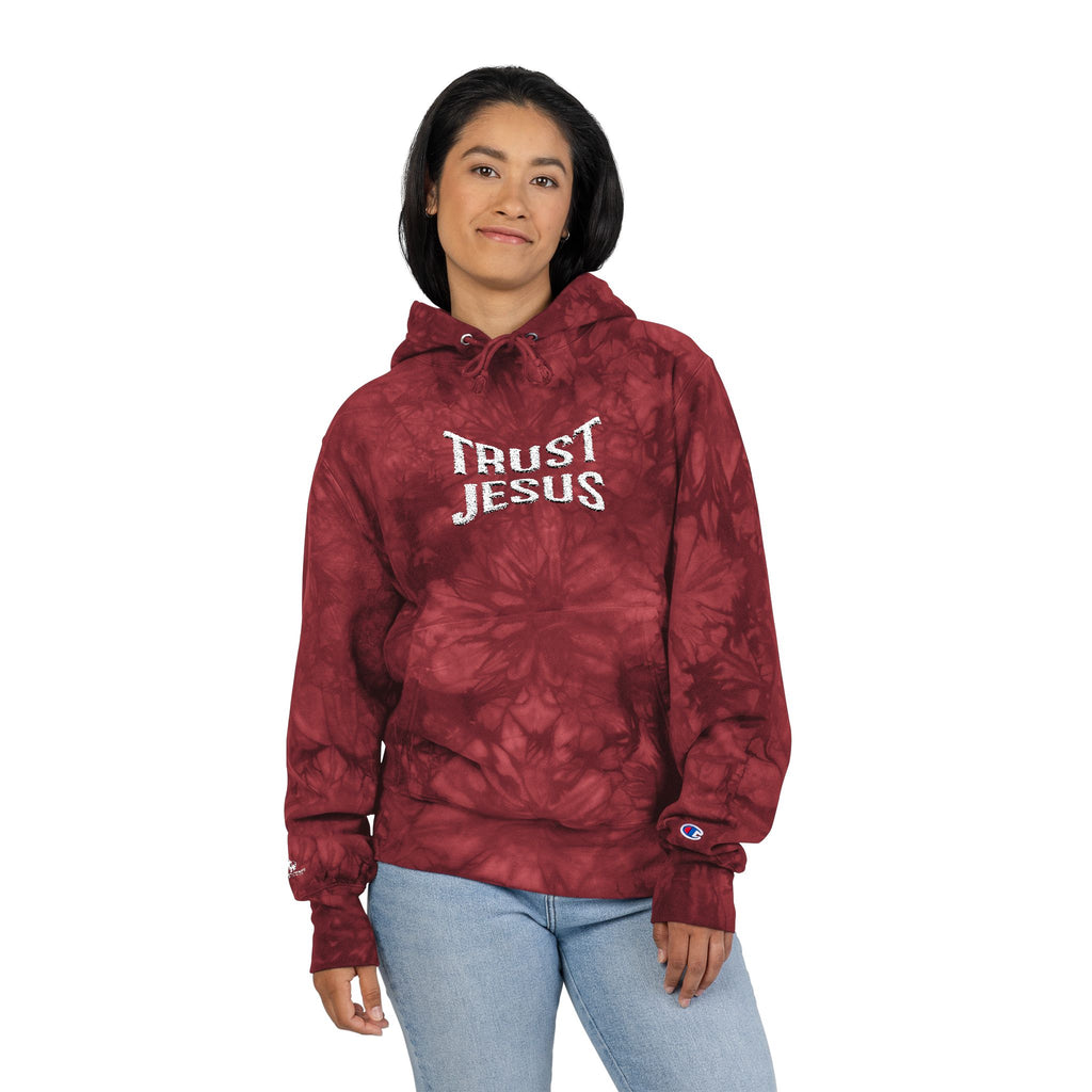 Trust Jesus Embroidered Tie-Dye Hoodie