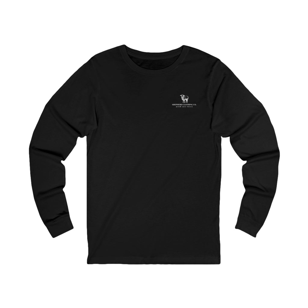 Long Sleeve Tee — 'Romans 8:28' Inspirational Christian Bible Verse Shirt