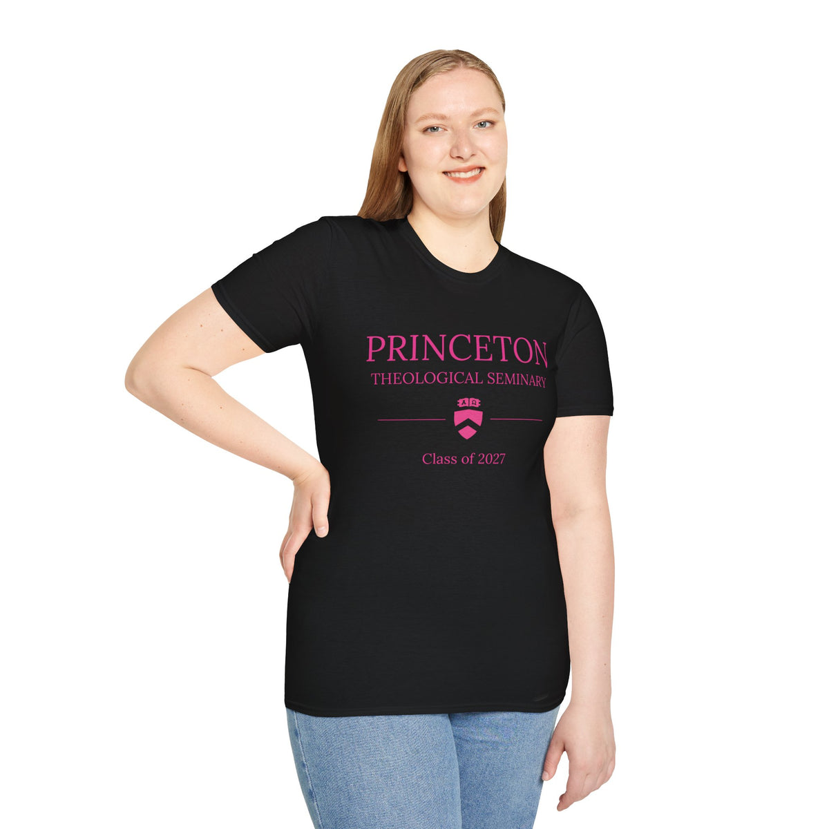 Princeton Theological Seminary Class of 2027 T-Shirt (Pink Lettering for AKA's)