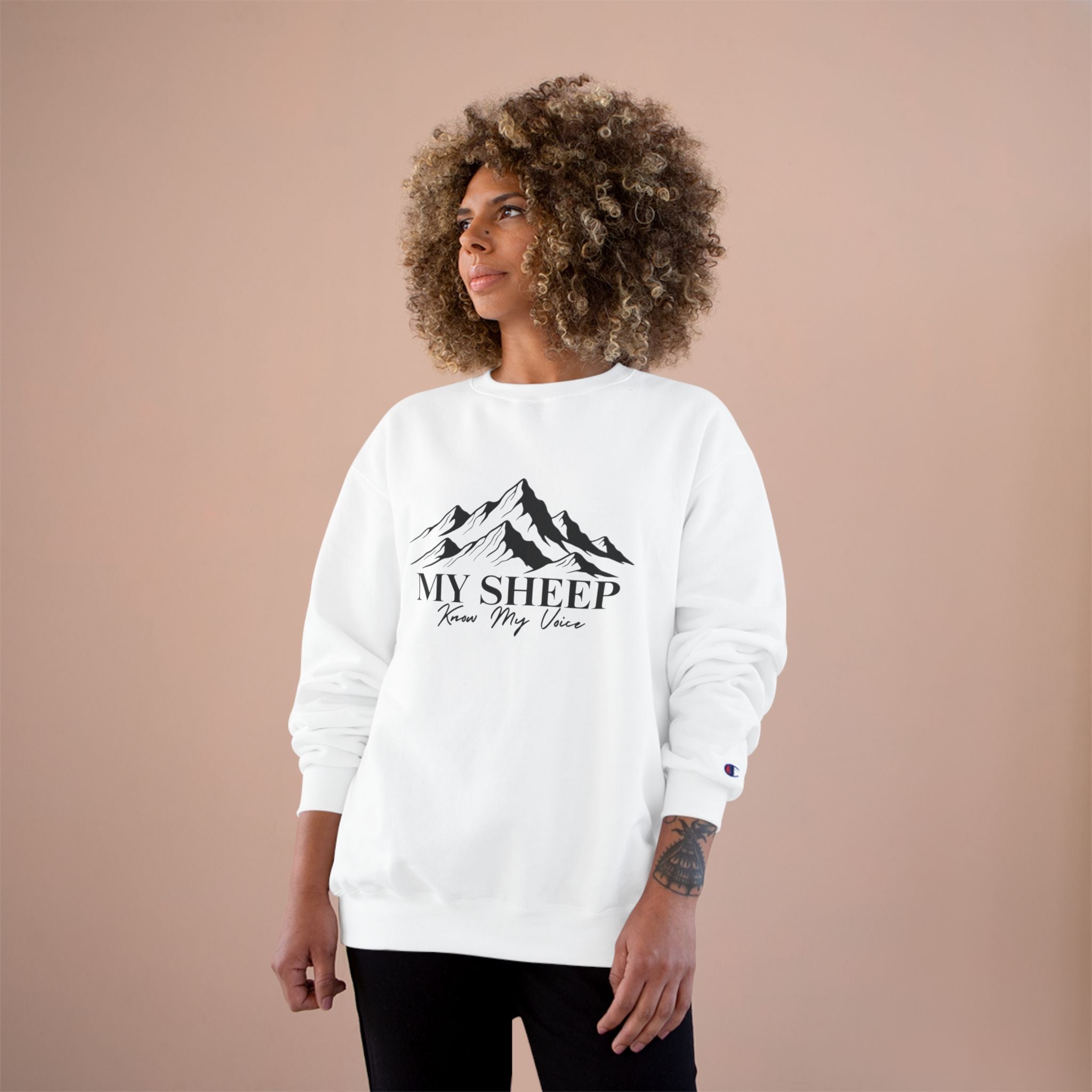 My Sheep Sweatshirt — Christian Mountain Crewneck (John 10:4)