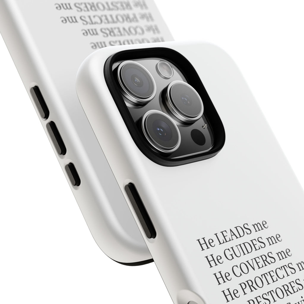 Christian Faith iPhone Case — "He Leads Me" Inspirational Phone Cover