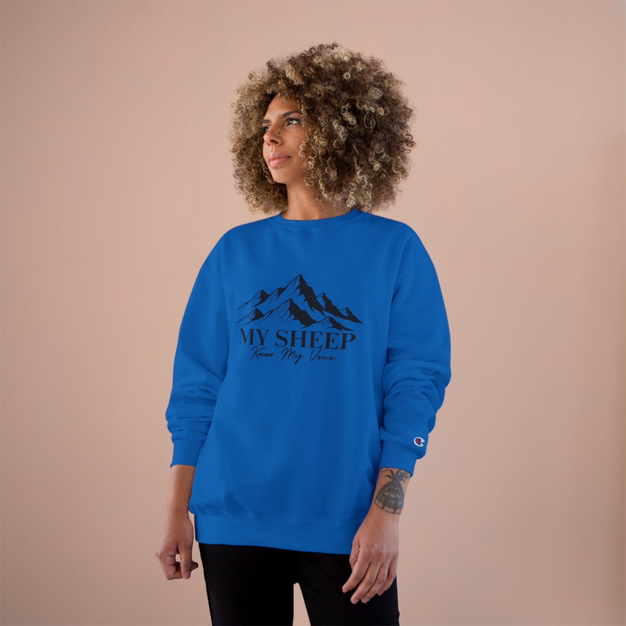 My Sheep Sweatshirt — Christian Mountain Crewneck (John 10:4)