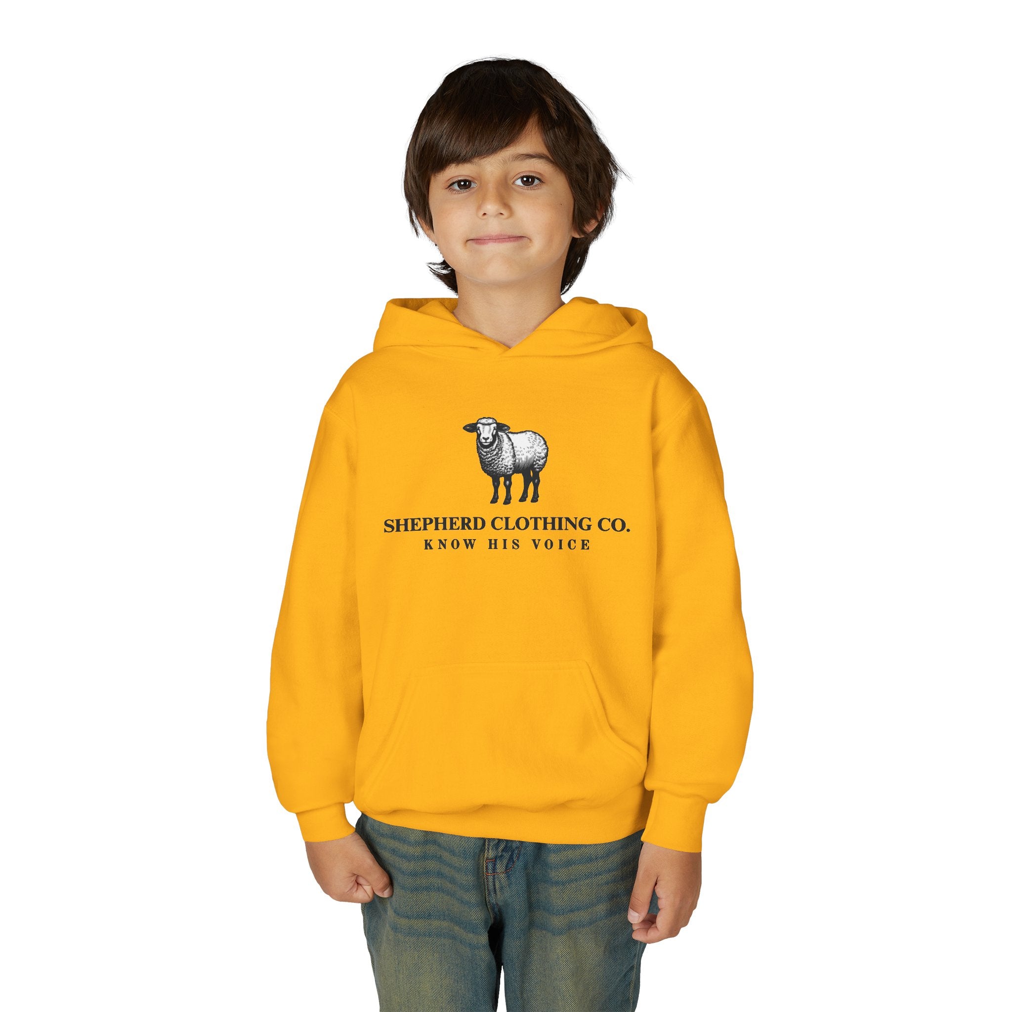 Youth Hoodie — Shepherd Clothing Co. 'Know His Voice' Lamb Graphic