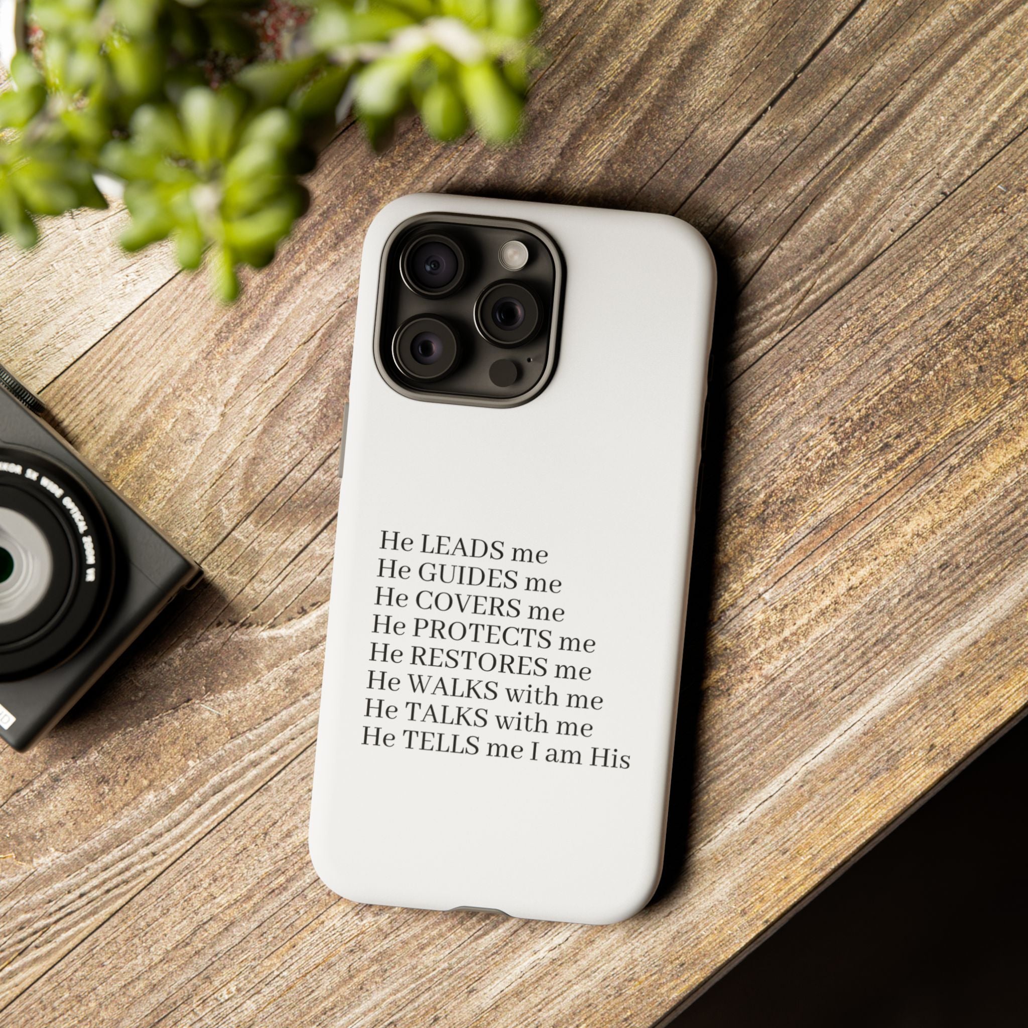 Christian Faith iPhone Case — "He Leads Me" Inspirational Phone Cover