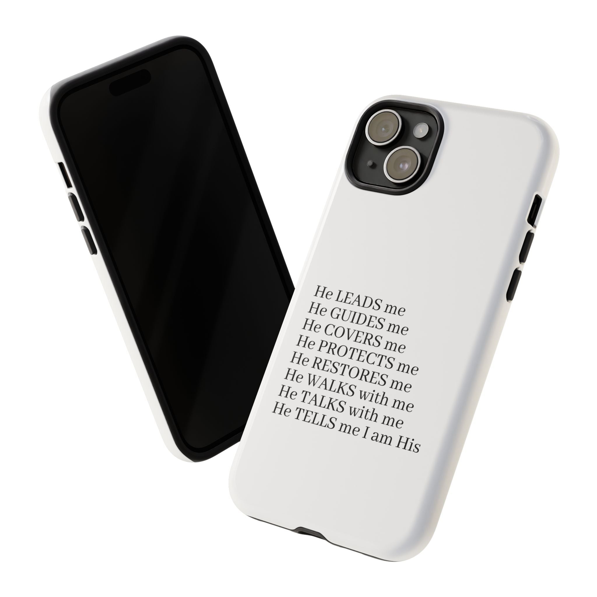 Christian Faith iPhone Case — "He Leads Me" Inspirational Phone Cover
