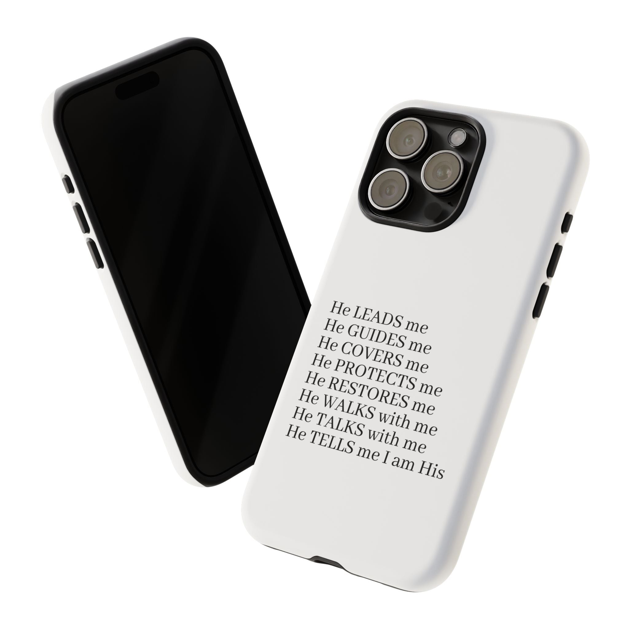 Christian Faith iPhone Case — "He Leads Me" Inspirational Phone Cover