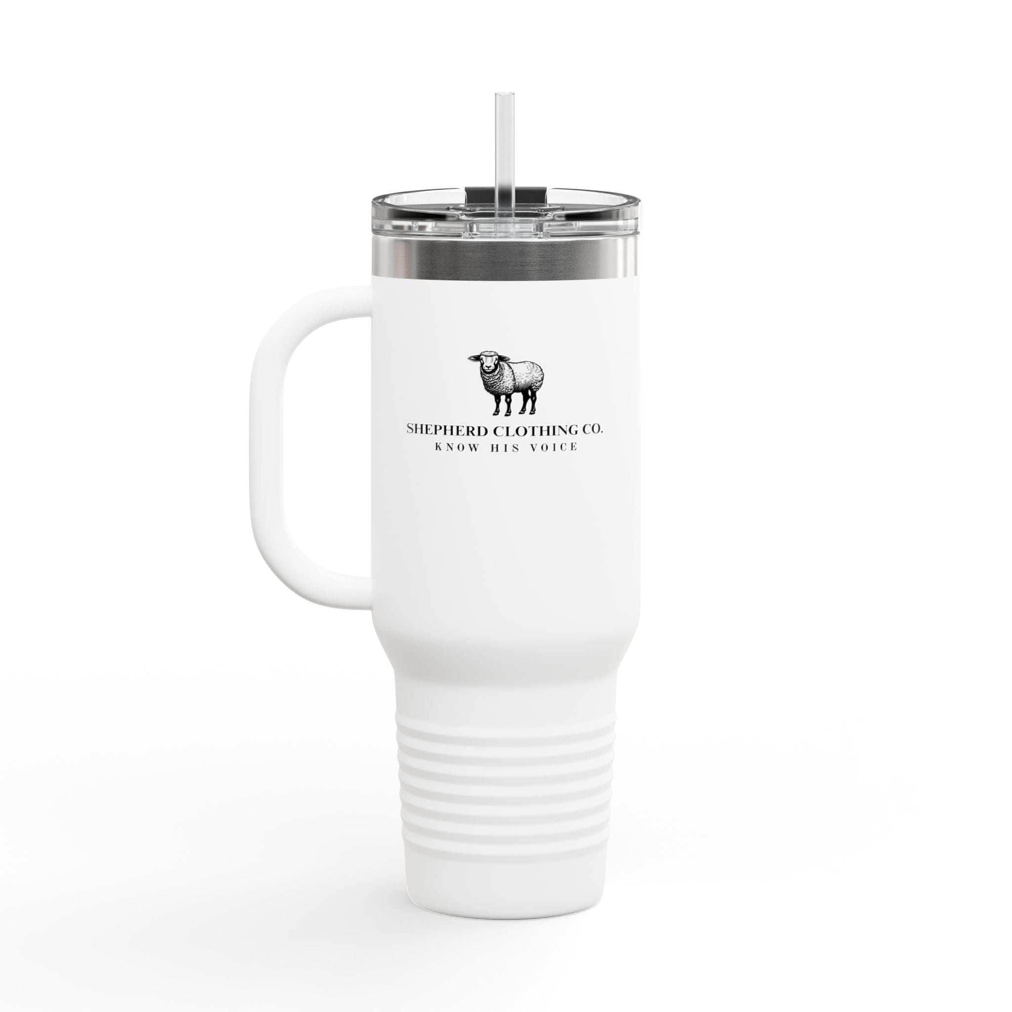 40oz Insulated Travel Mug with Handle — Shepherd Clothing Co. Logo