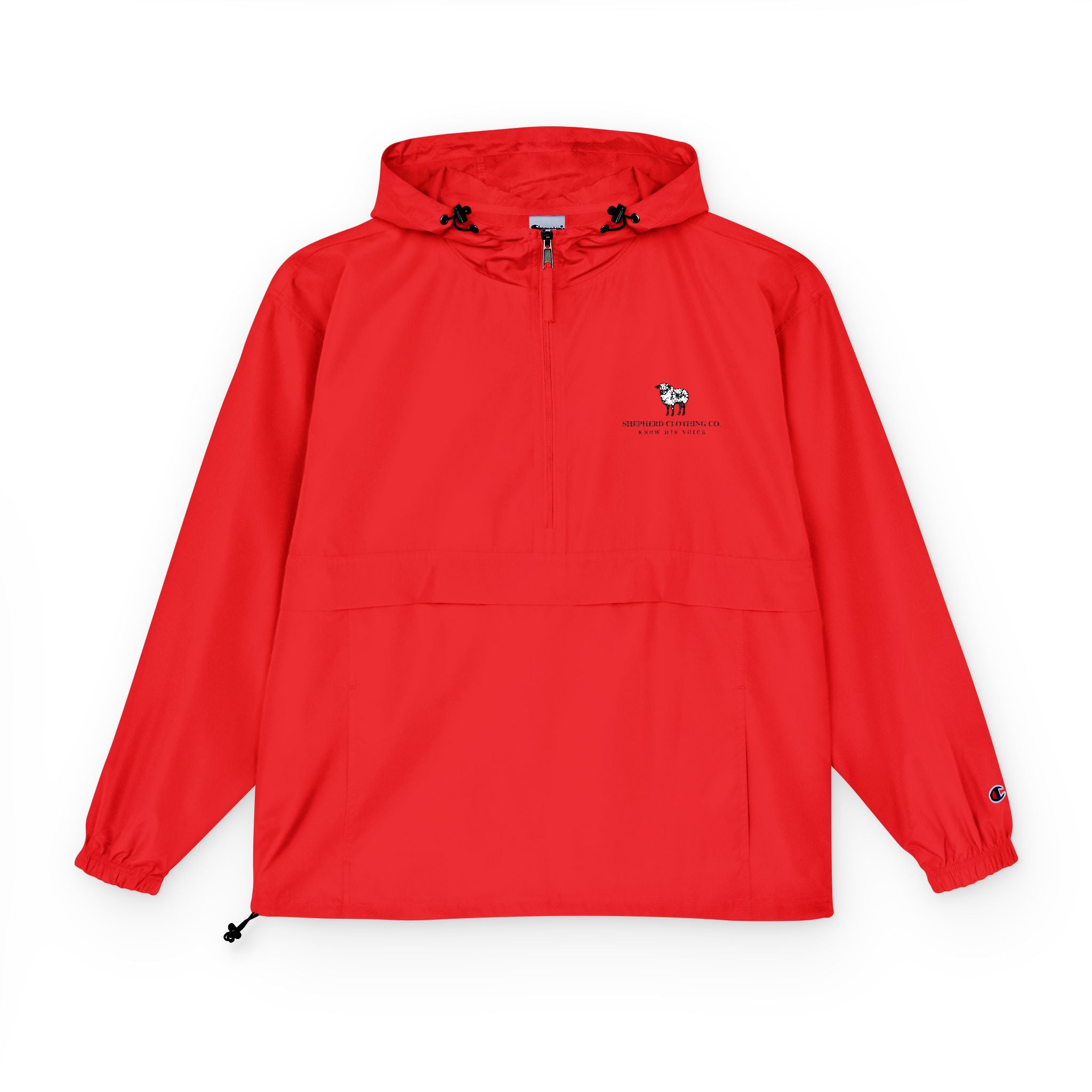 Packable Anorak Jacket — Light Blue Sheep Logo Windbreaker