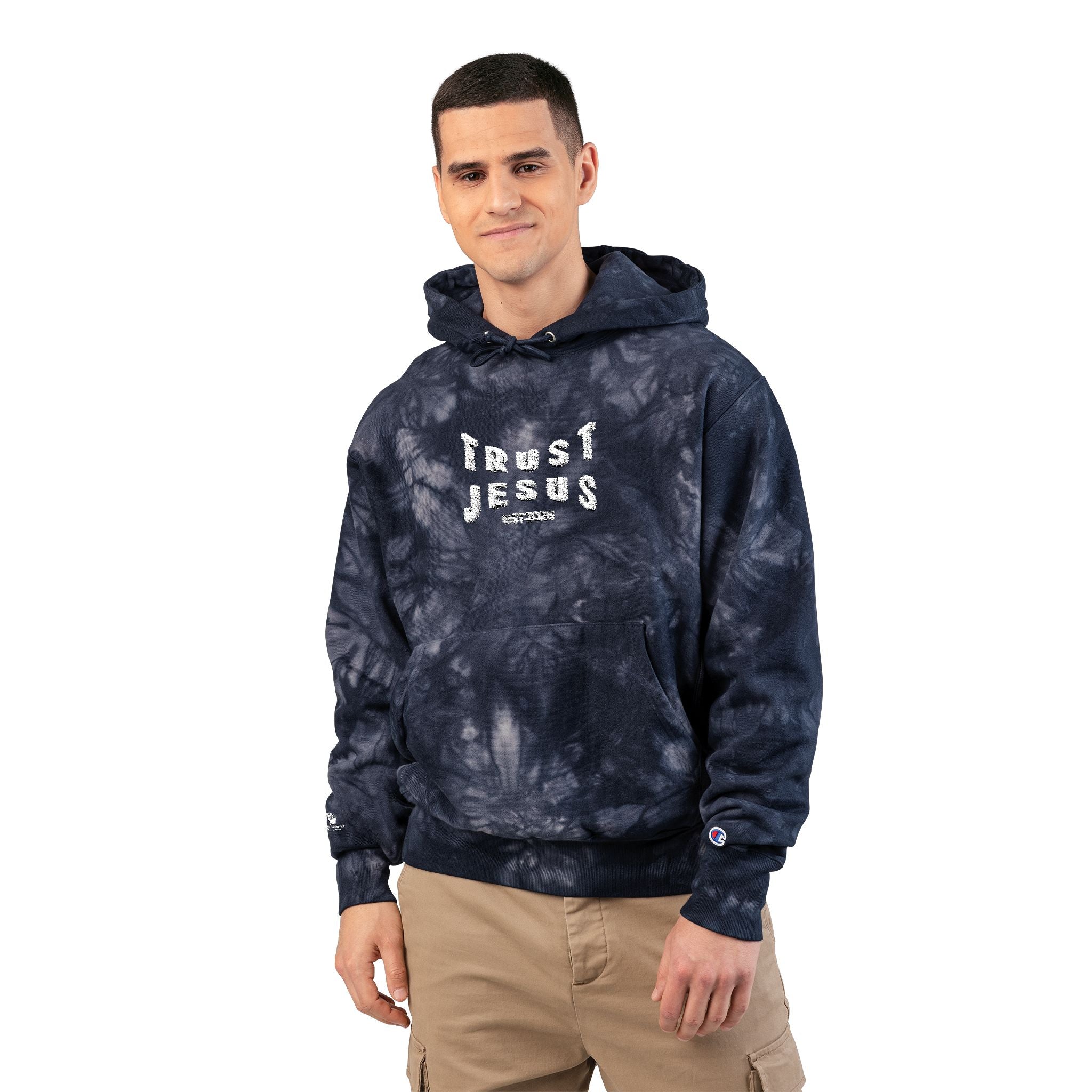 Trust Jesus Embroidered Tie-Dye Hoodie