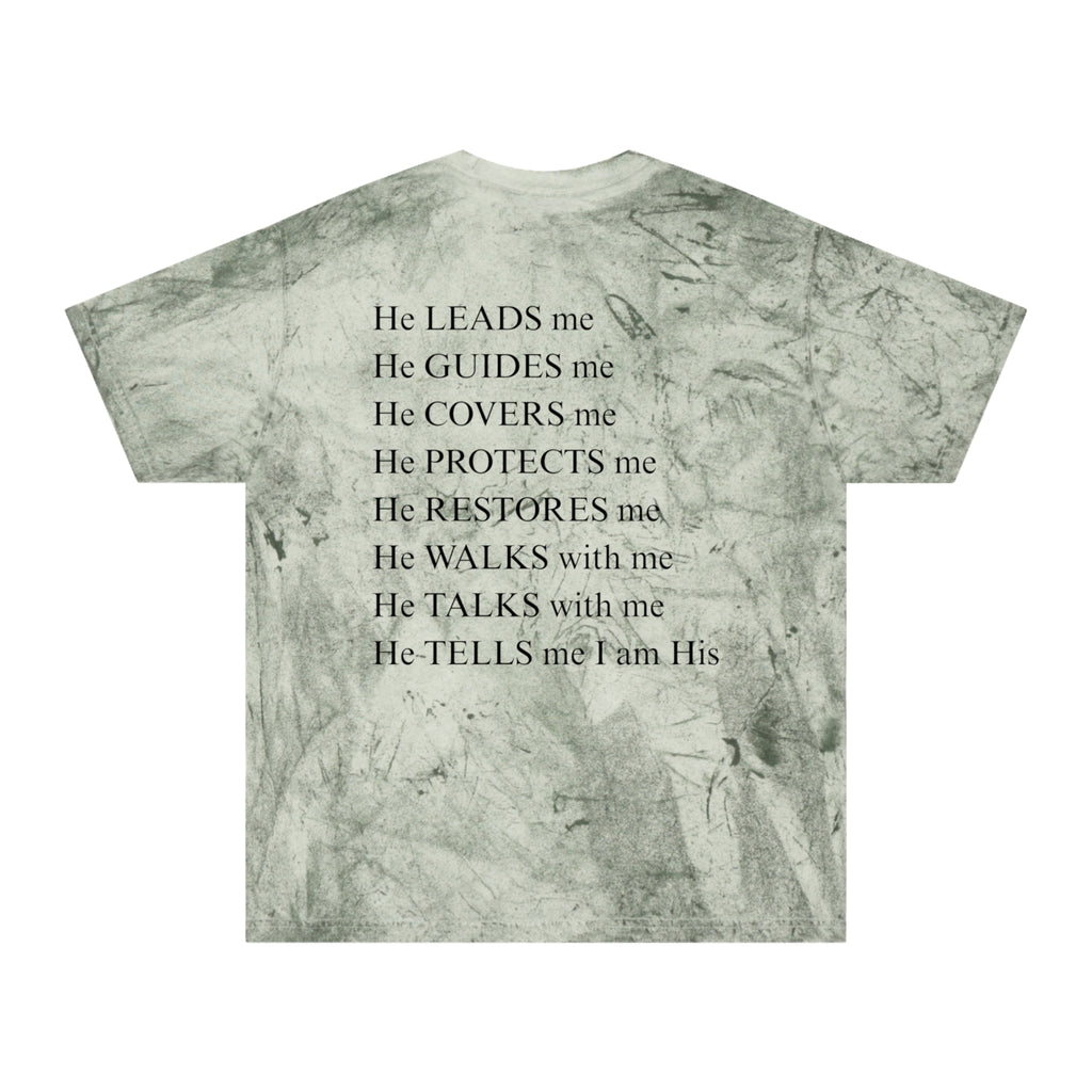 Christian Faith Tee — 'He Leads Me, He Guides Me' Tie-Dye T‑Shirt