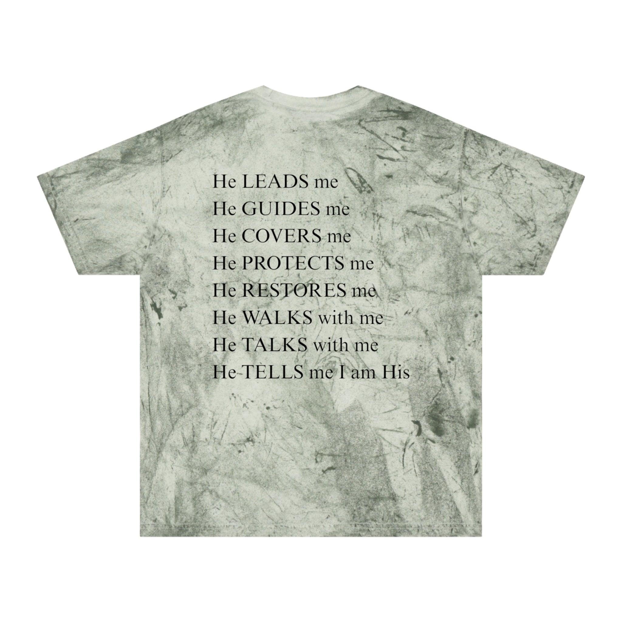 Christian Faith Tee — 'He Leads Me, He Guides Me' Tie-Dye T‑Shirt