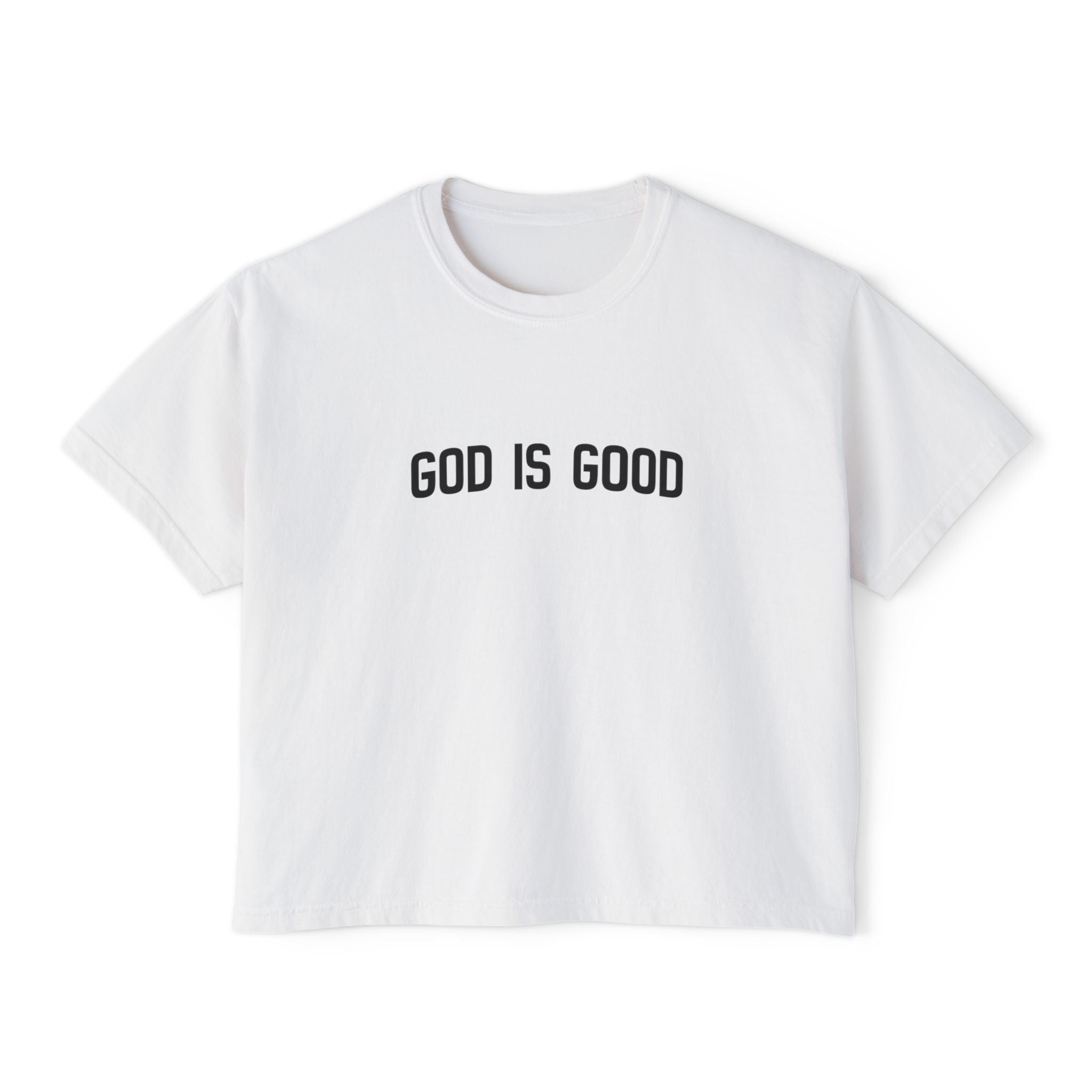 God Is Good Women's Boxy Tee — Faith-Based Casual Crop Top