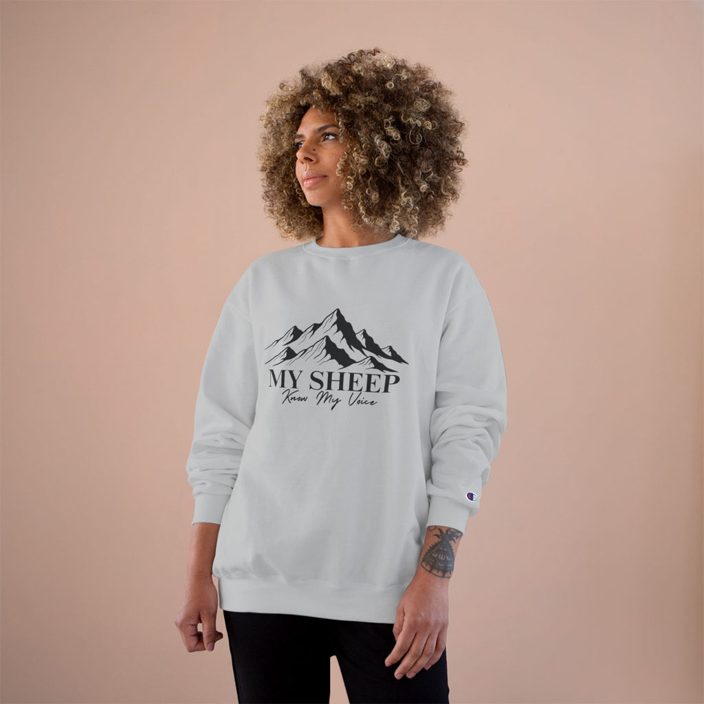 My Sheep Sweatshirt — Christian Mountain Crewneck (John 10:4)