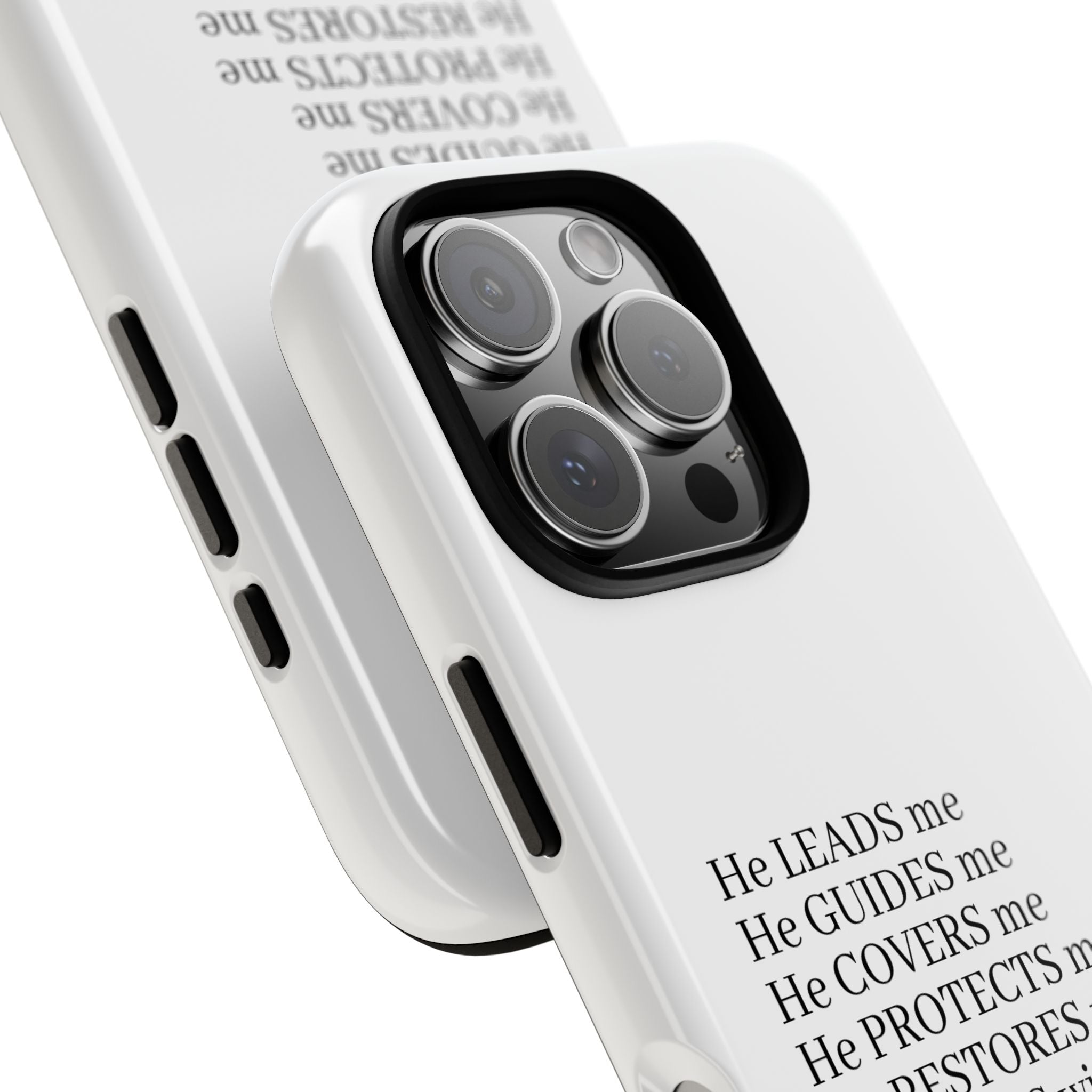 Christian Faith iPhone Case — "He Leads Me" Inspirational Phone Cover