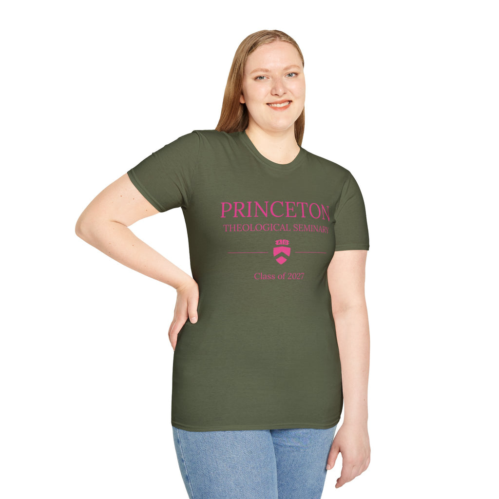 Princeton Theological Seminary Class of 2027 T-Shirt (Pink Lettering for AKA's)