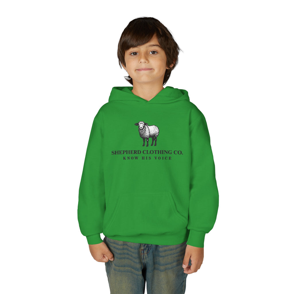 Youth Hoodie — Shepherd Clothing Co. 'Know His Voice' Lamb Graphic
