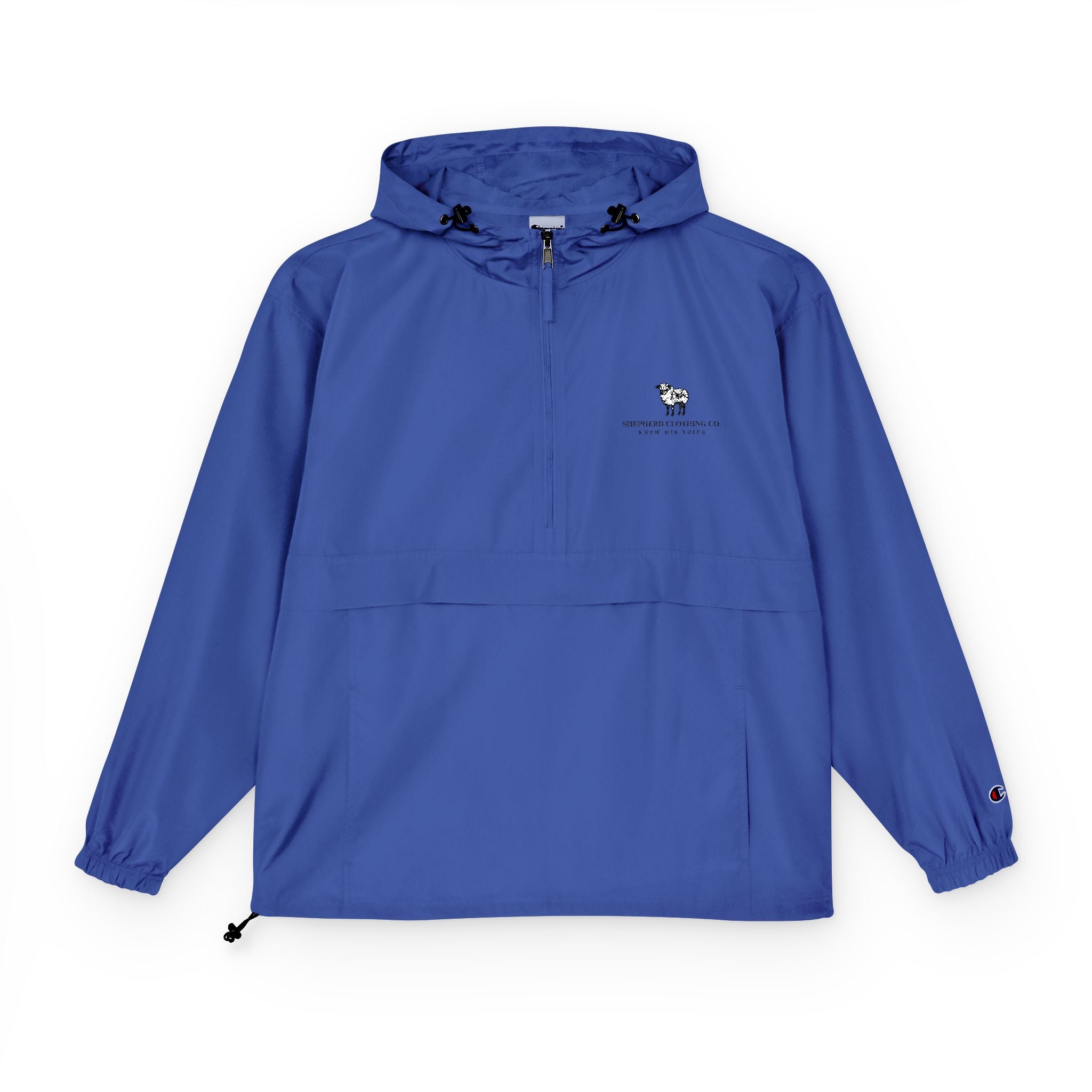 Packable Anorak Jacket — Light Blue Sheep Logo Windbreaker
