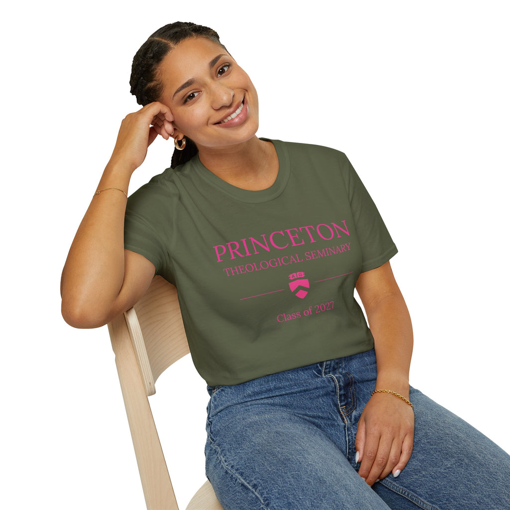 Princeton Theological Seminary Class of 2027 T-Shirt (Pink Lettering for AKA's)