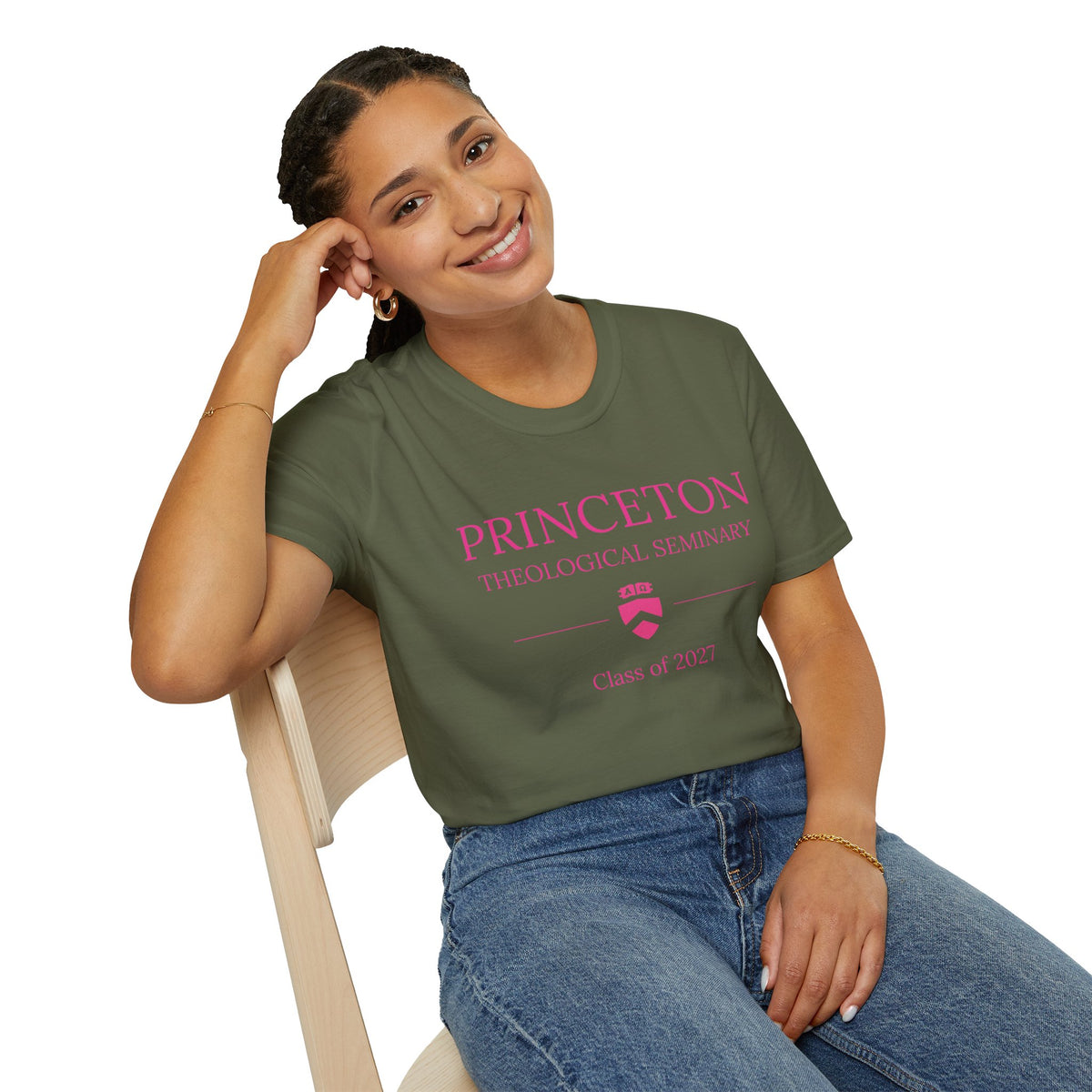 Princeton Theological Seminary Class of 2027 T-Shirt (Pink Lettering for AKA's)