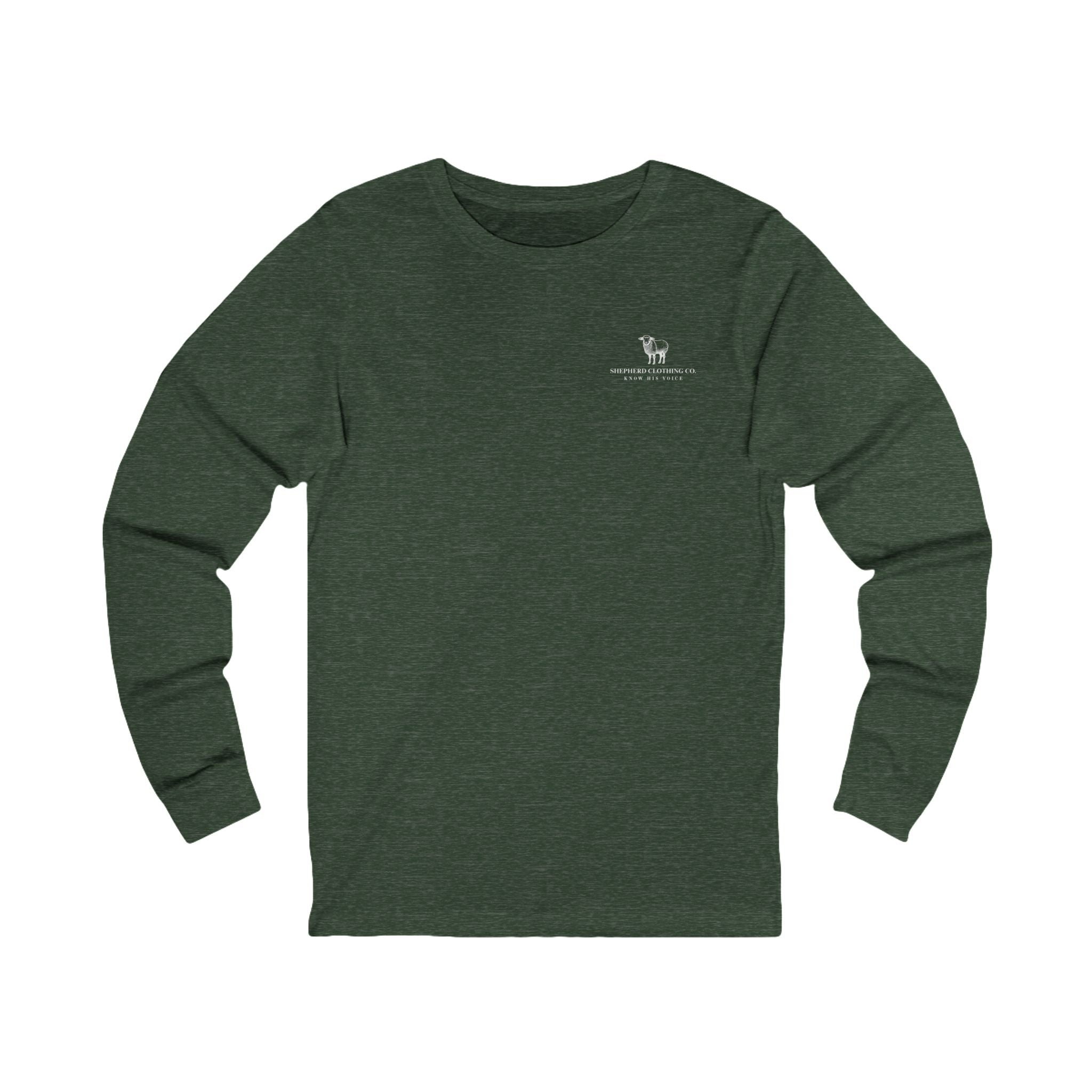 Long Sleeve Tee — 'Romans 8:28' Inspirational Christian Bible Verse Shirt