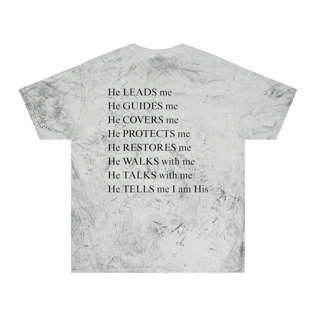 Christian Faith Tee — 'He Leads Me, He Guides Me' Tie-Dye T‑Shirt