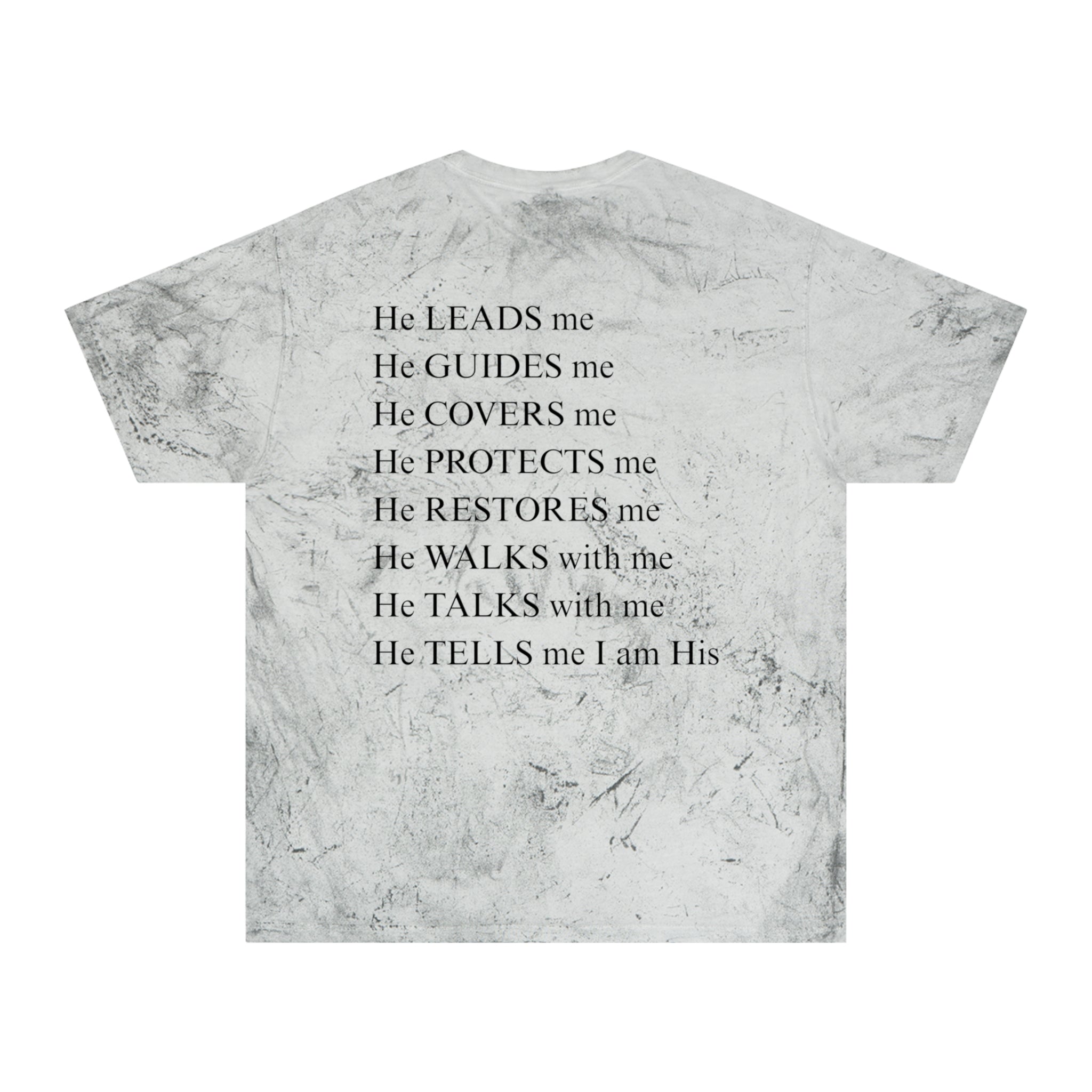 Christian Faith Tee — 'He Leads Me, He Guides Me' Tie-Dye T‑Shirt