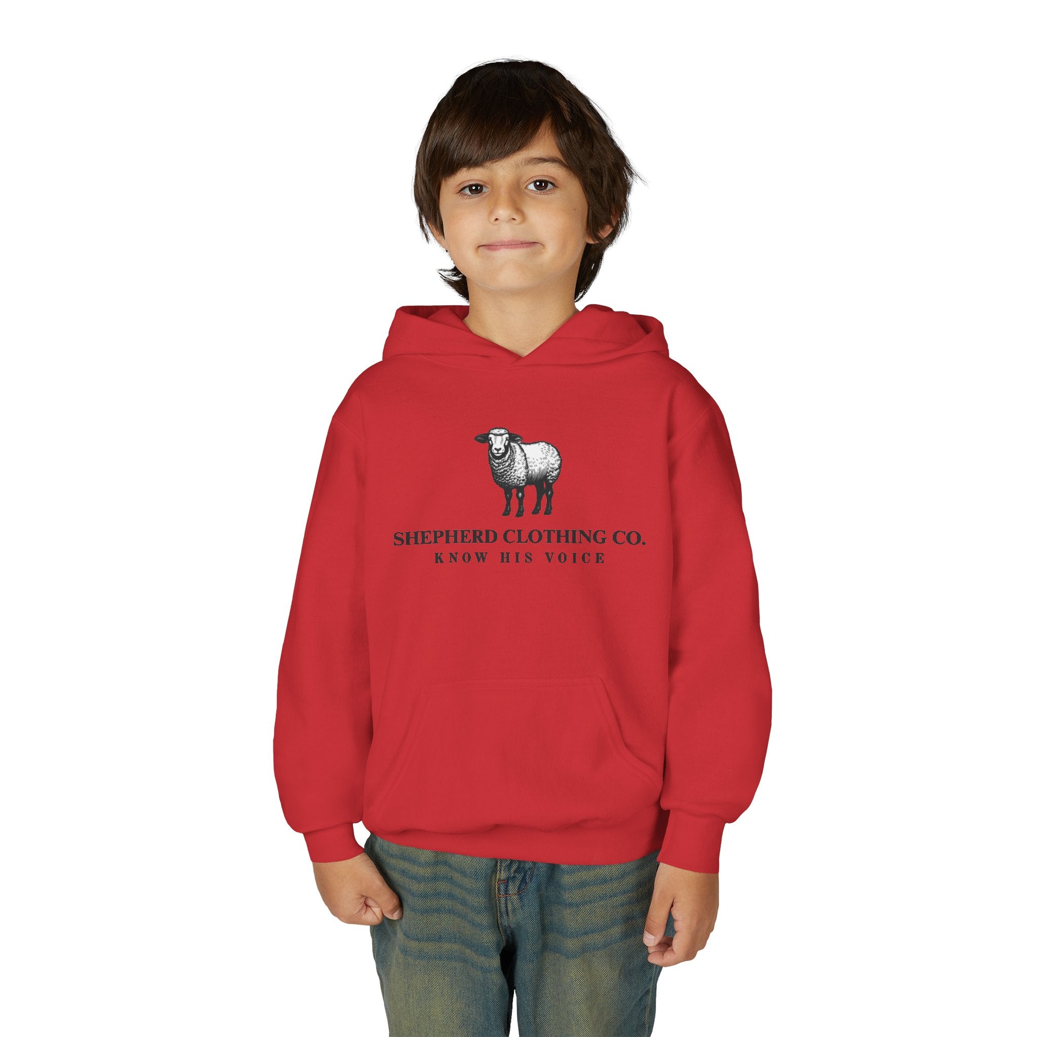 Youth Hoodie — Shepherd Clothing Co. 'Know His Voice' Lamb Graphic