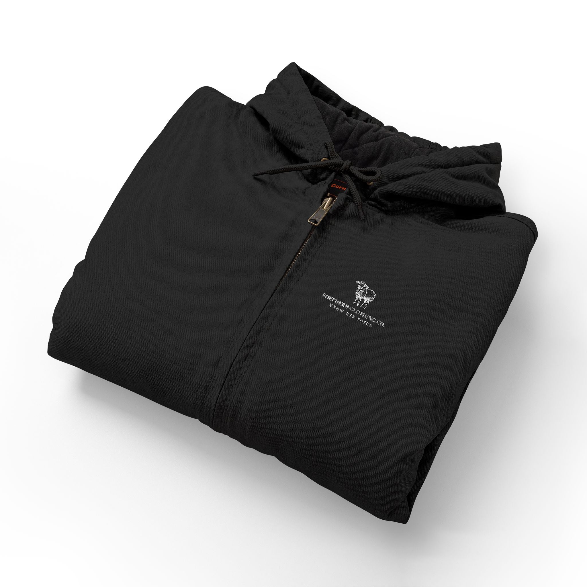 Duck Cloth Hooded Work Jacket - Embroidered Logo Heavy-Duty Workwear