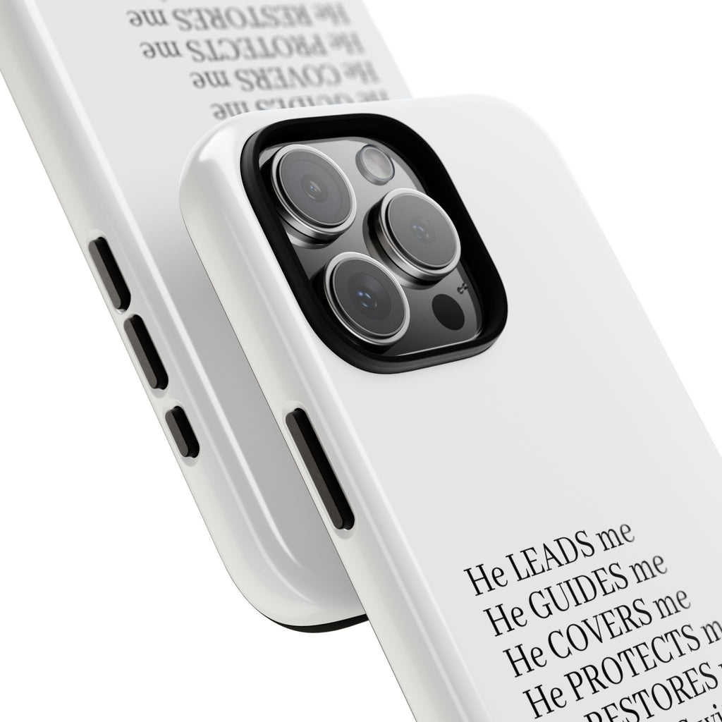 Christian Faith iPhone Case — "He Leads Me" Inspirational Phone Cover