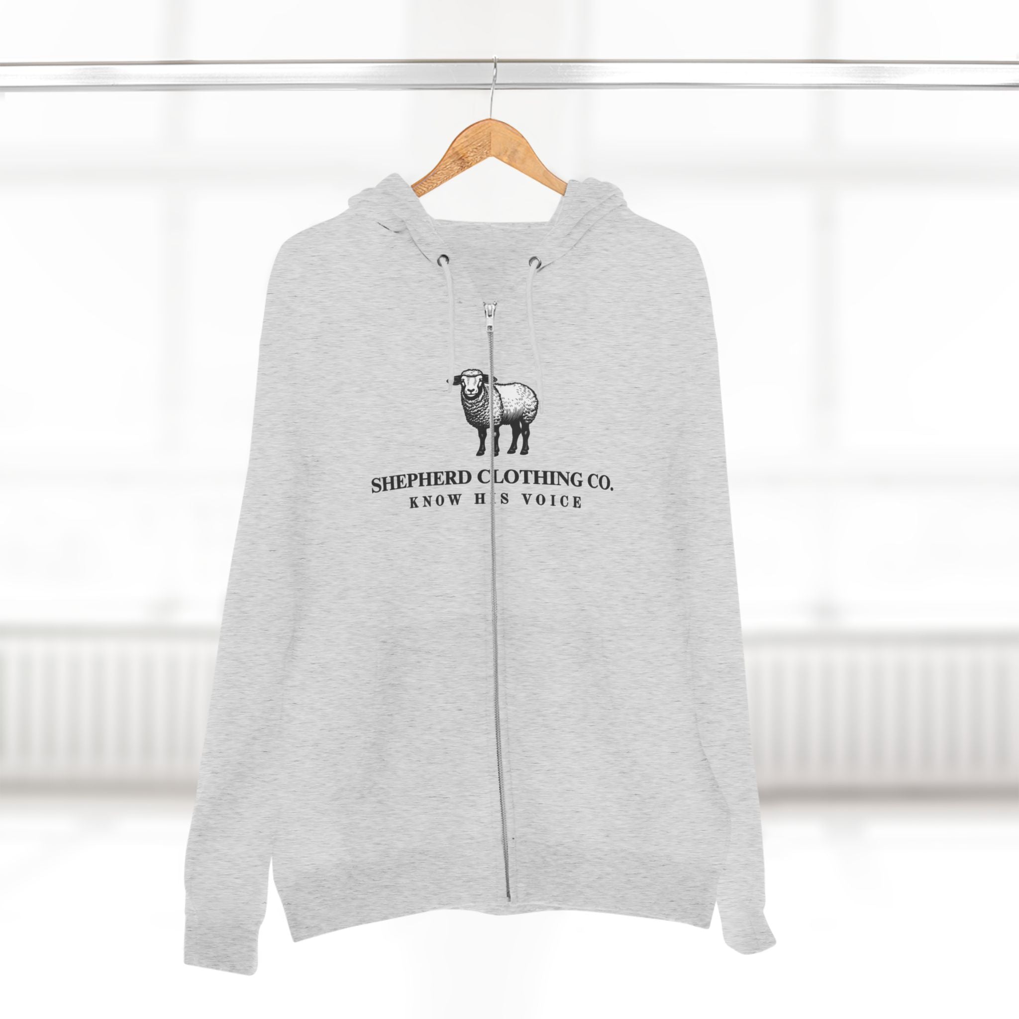 Shepherd Clothing Co. Zip Hoodie — Know His Voice | Lamb Logo Zip-Up Hoodie