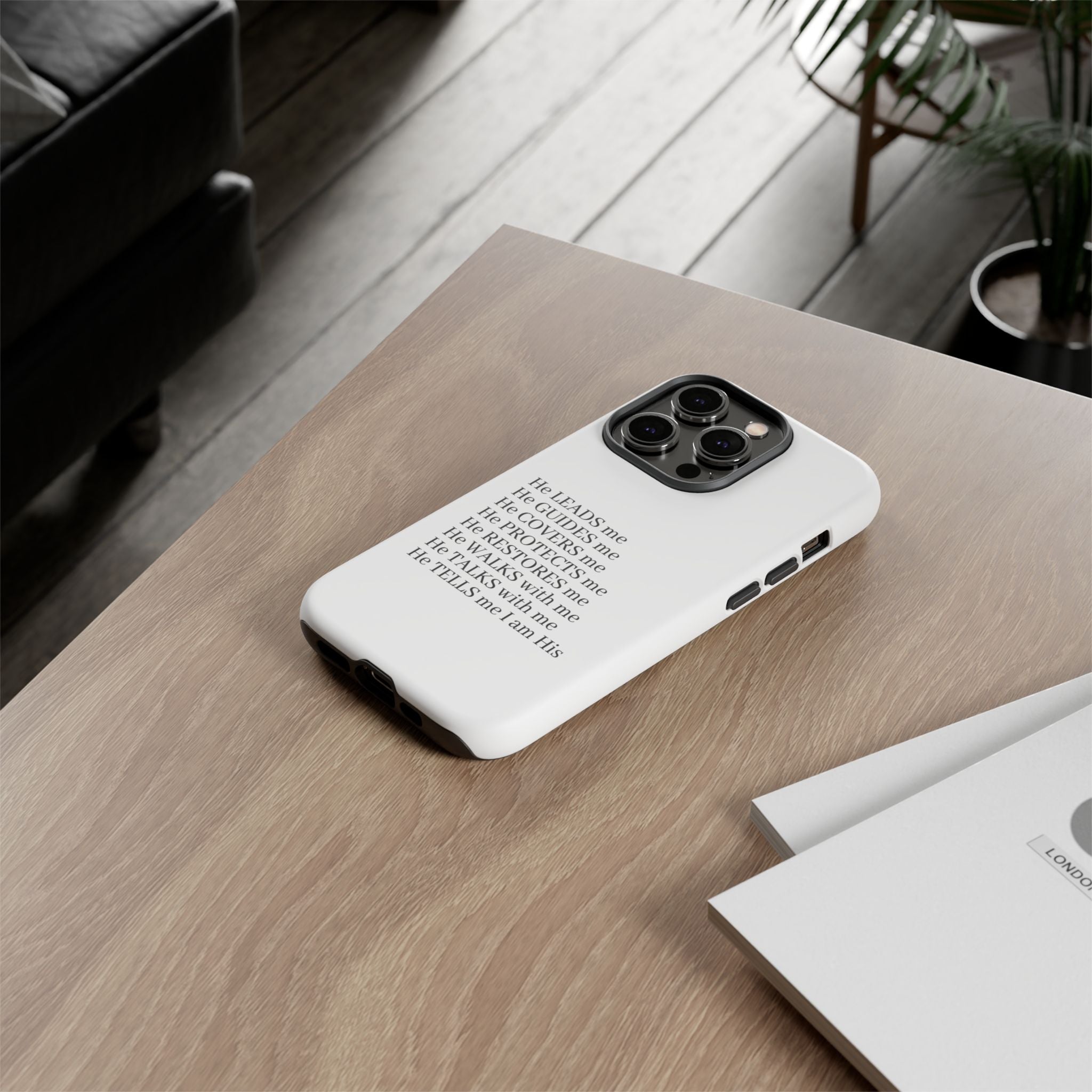 Christian Faith iPhone Case — "He Leads Me" Inspirational Phone Cover