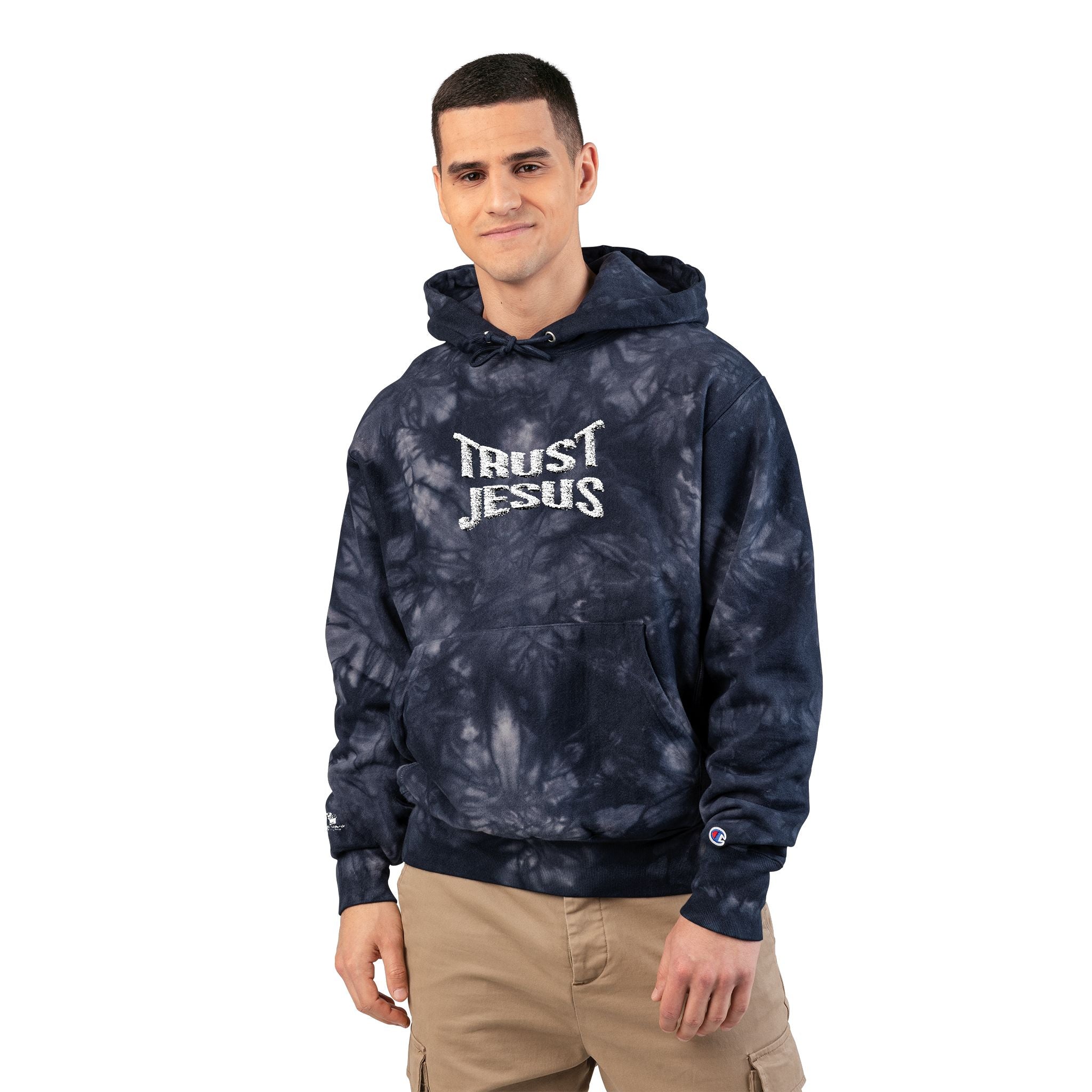 Trust Jesus Embroidered Tie-Dye Hoodie