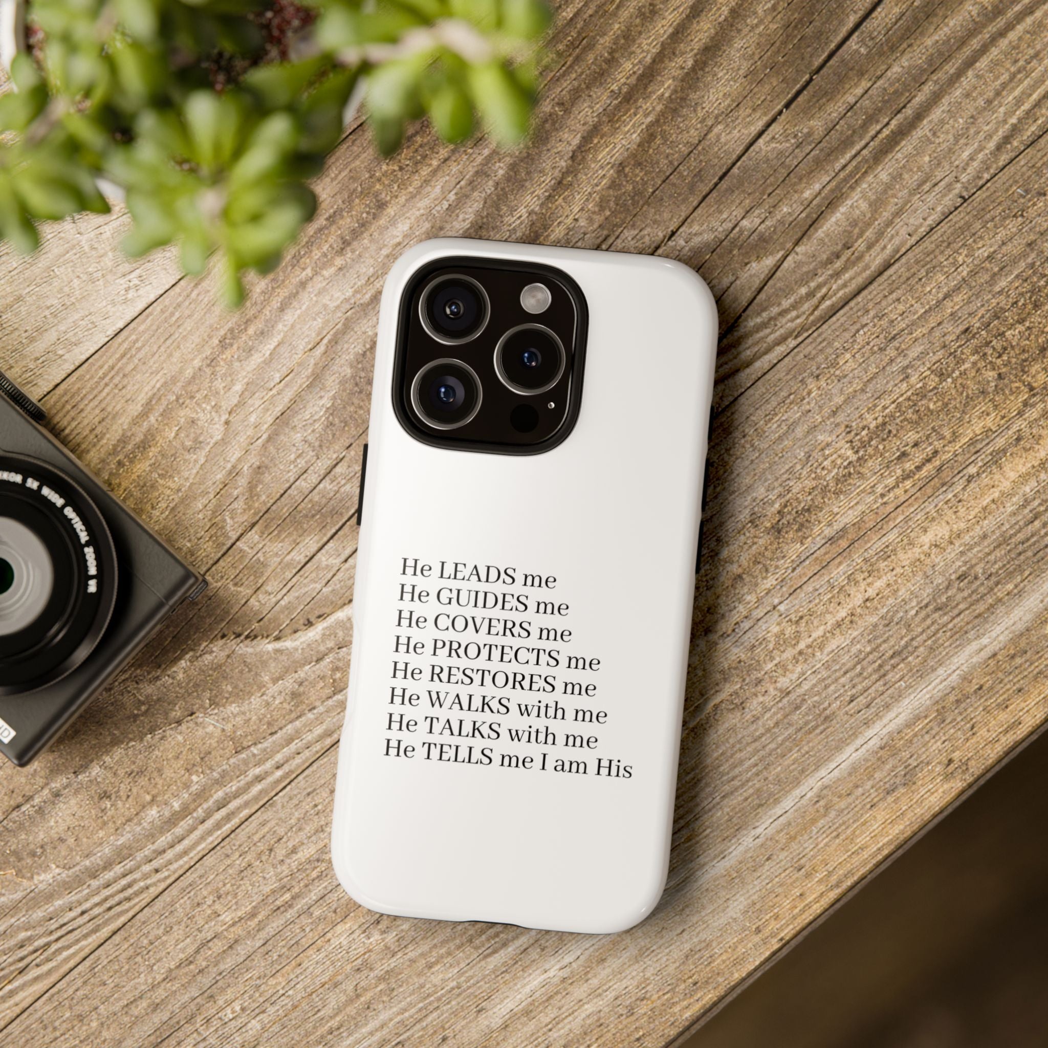 Christian Faith iPhone Case — "He Leads Me" Inspirational Phone Cover