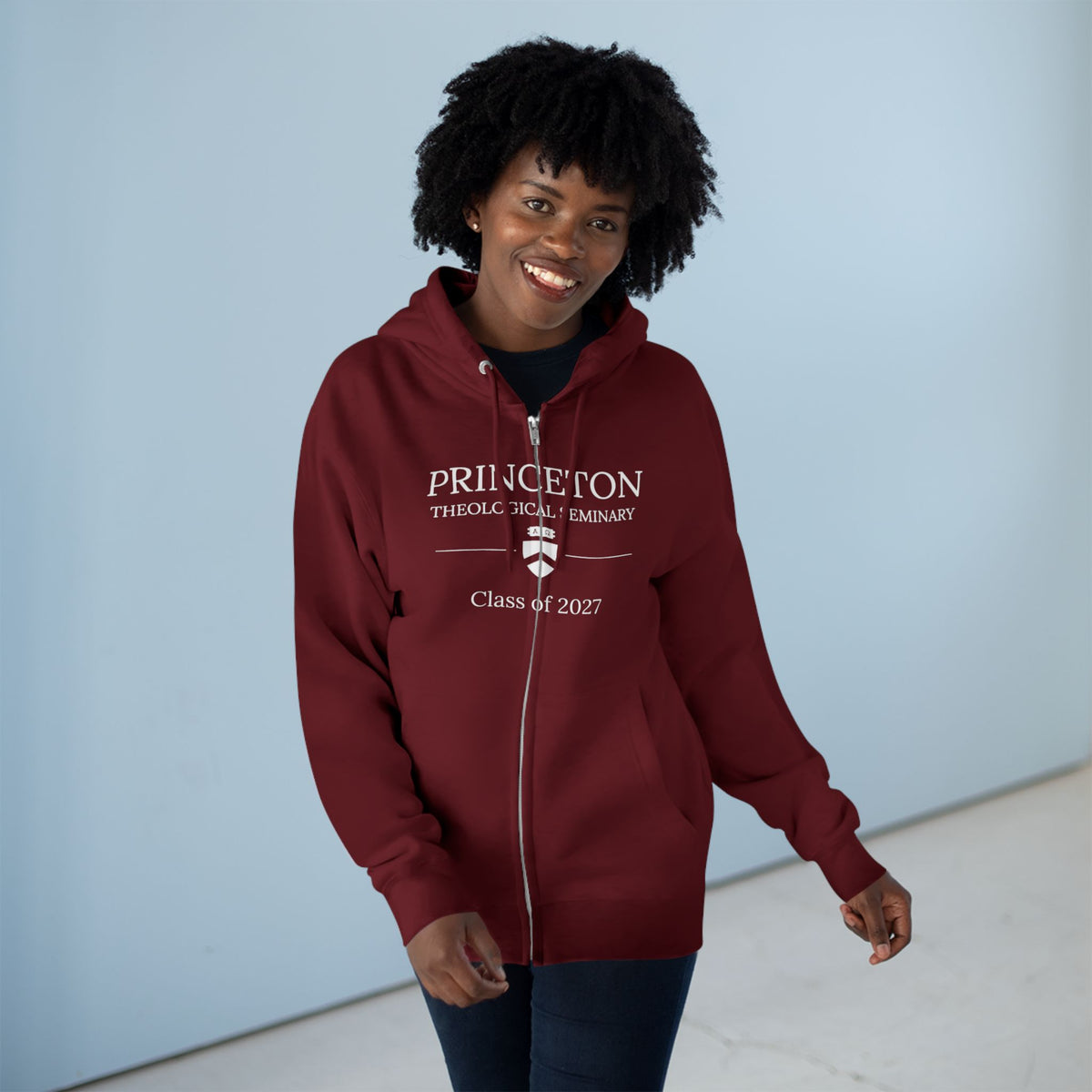 Princeton Theological Seminary Class of 2027 Zip Hoodie — Campus Chapel Illustration