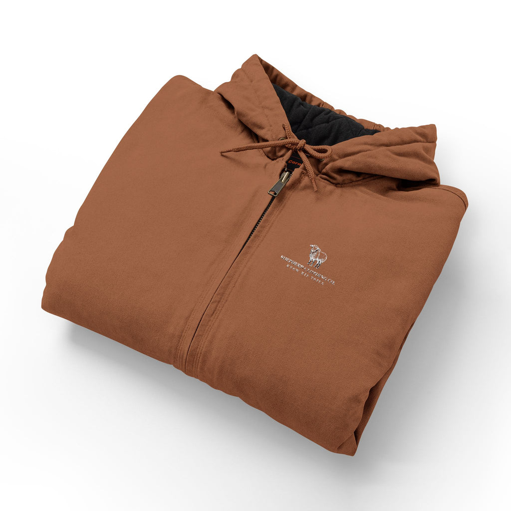 Duck Cloth Hooded Work Jacket - Embroidered Logo Heavy-Duty Workwear