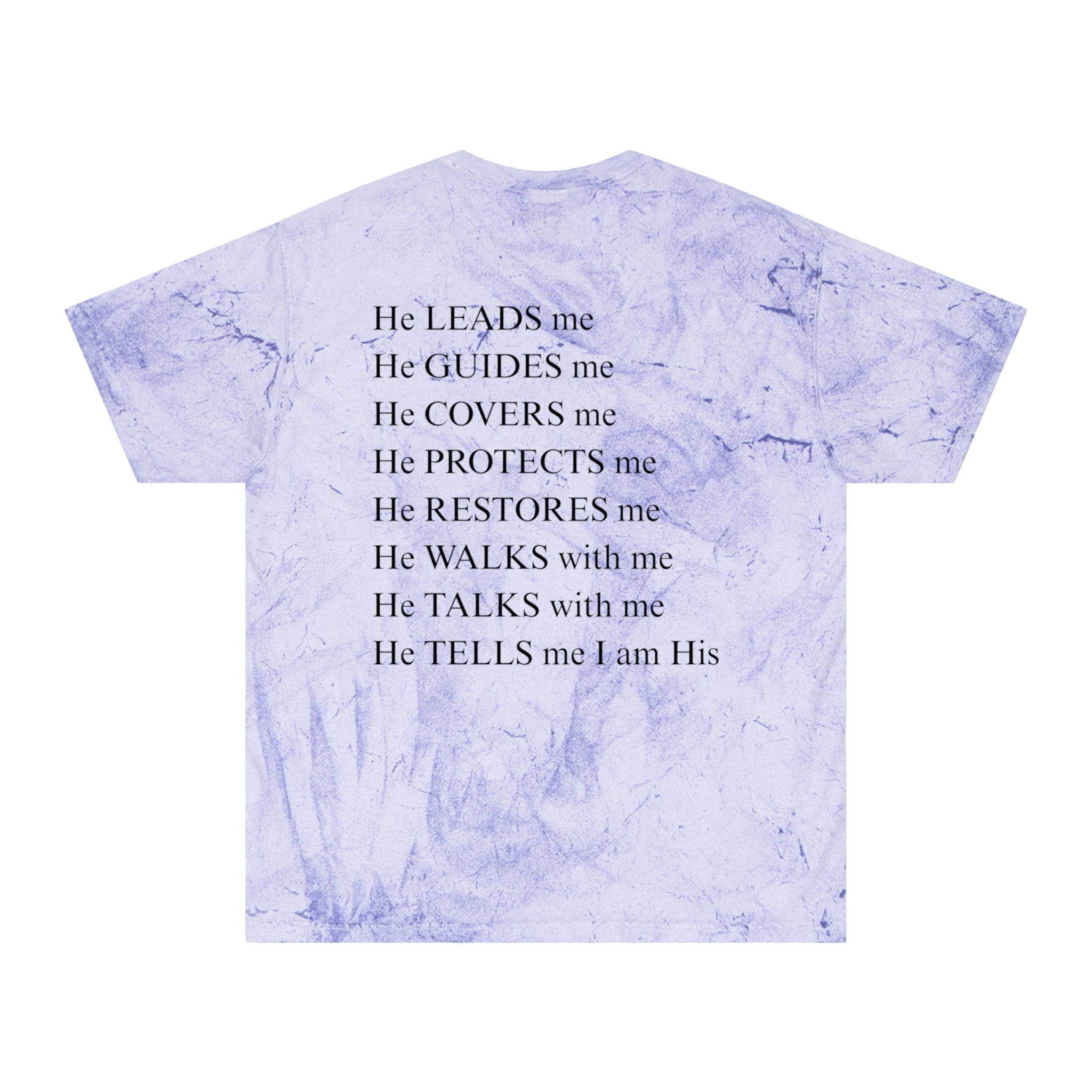 Christian Faith Tee — 'He Leads Me, He Guides Me' Tie-Dye T‑Shirt
