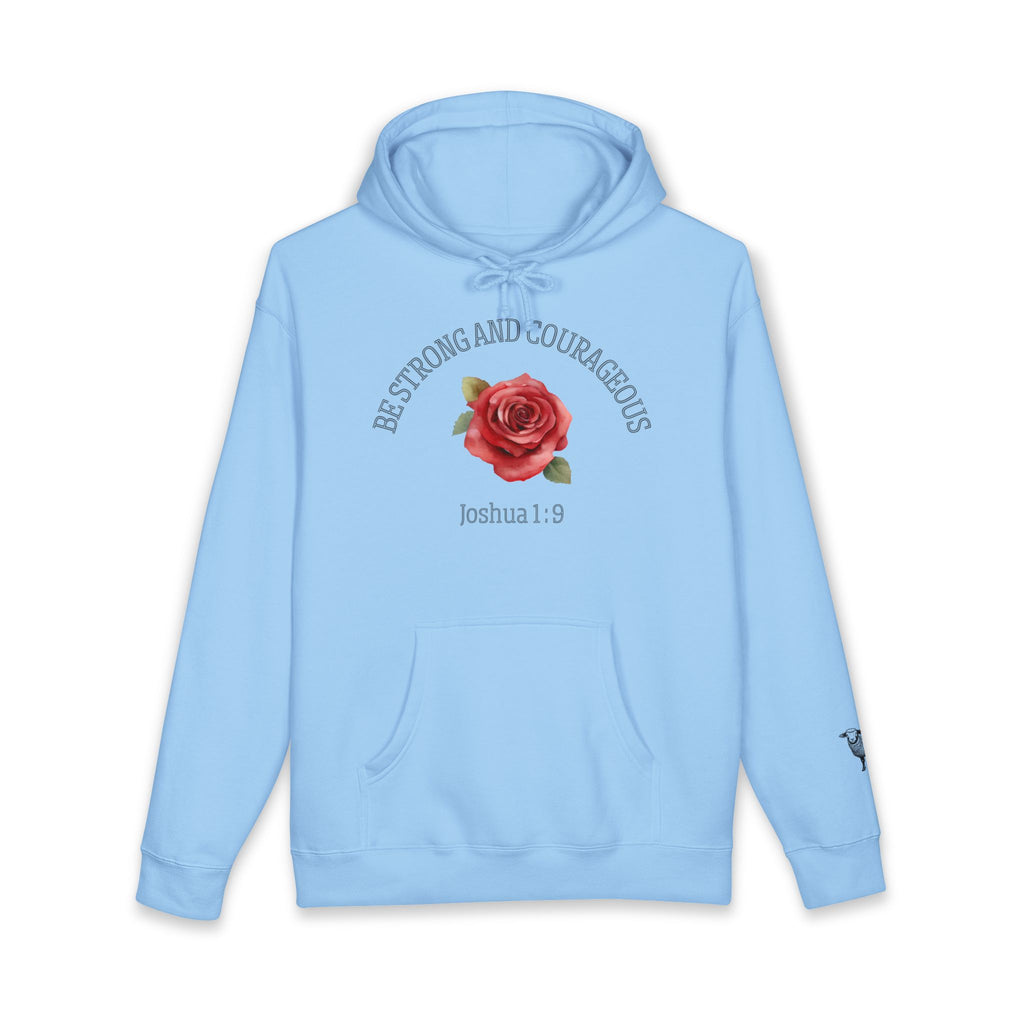 Be Strong and Courageous Hoodie – Joshua 1:9 Floral Rose Christian Sweatshirt