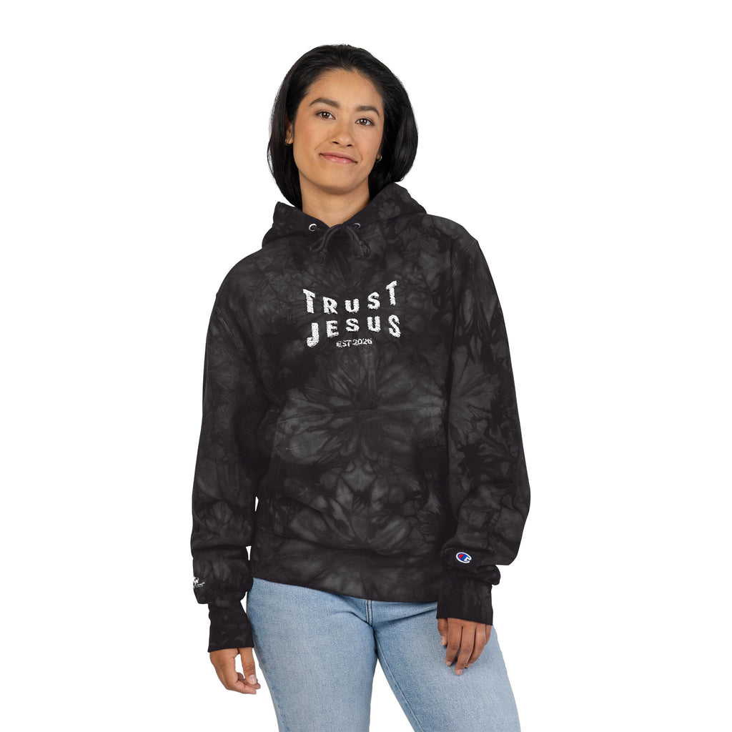 Trust Jesus Embroidered Tie-Dye Hoodie