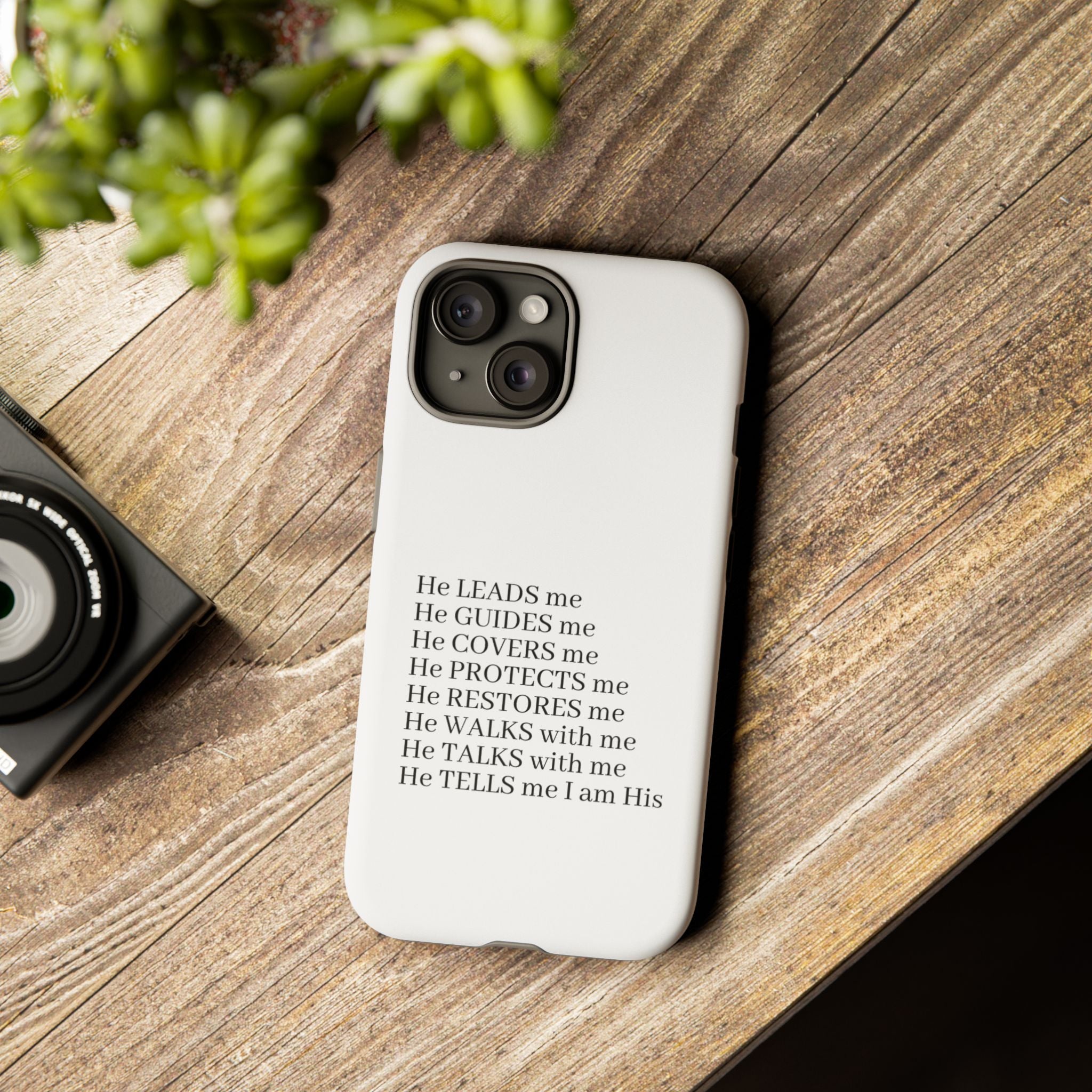 Christian Faith iPhone Case — "He Leads Me" Inspirational Phone Cover