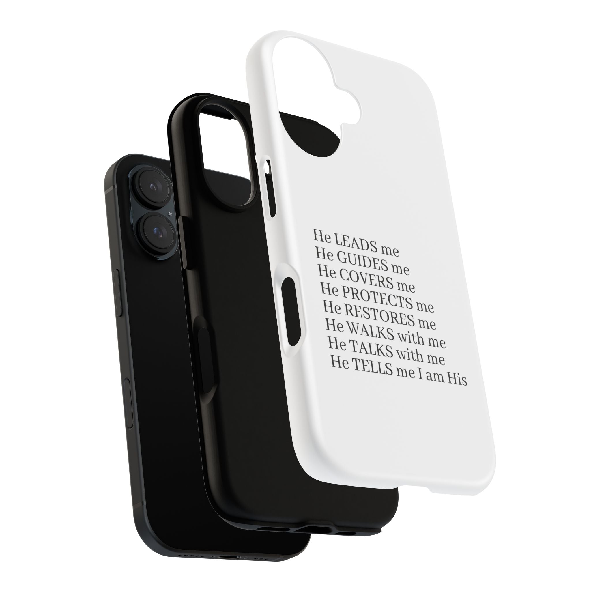 Christian Faith iPhone Case — "He Leads Me" Inspirational Phone Cover