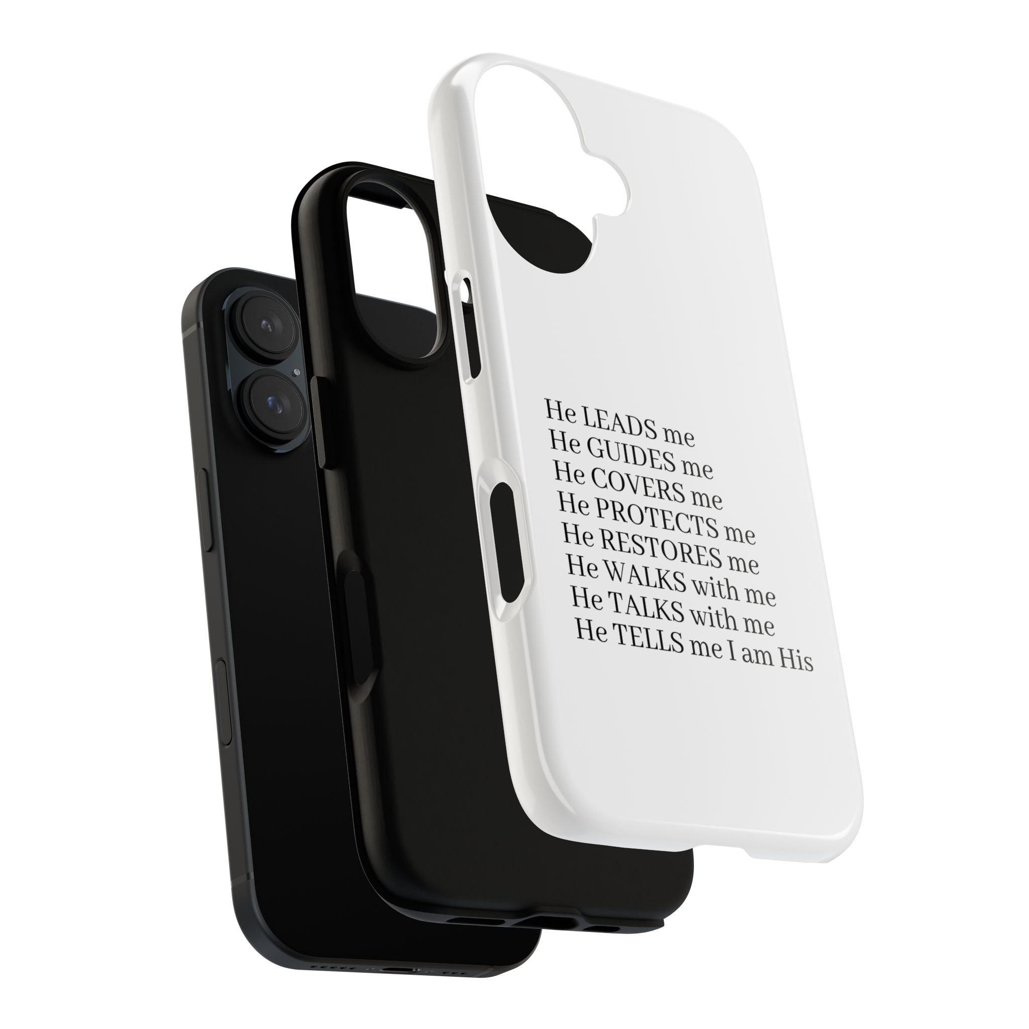 Christian Faith iPhone Case — "He Leads Me" Inspirational Phone Cover