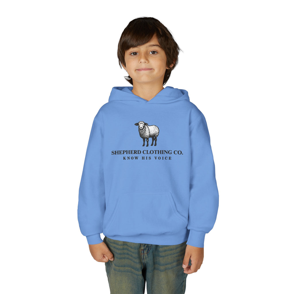 Youth Hoodie — Shepherd Clothing Co. 'Know His Voice' Lamb Graphic