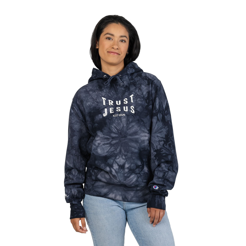 Trust Jesus Embroidered Tie-Dye Hoodie