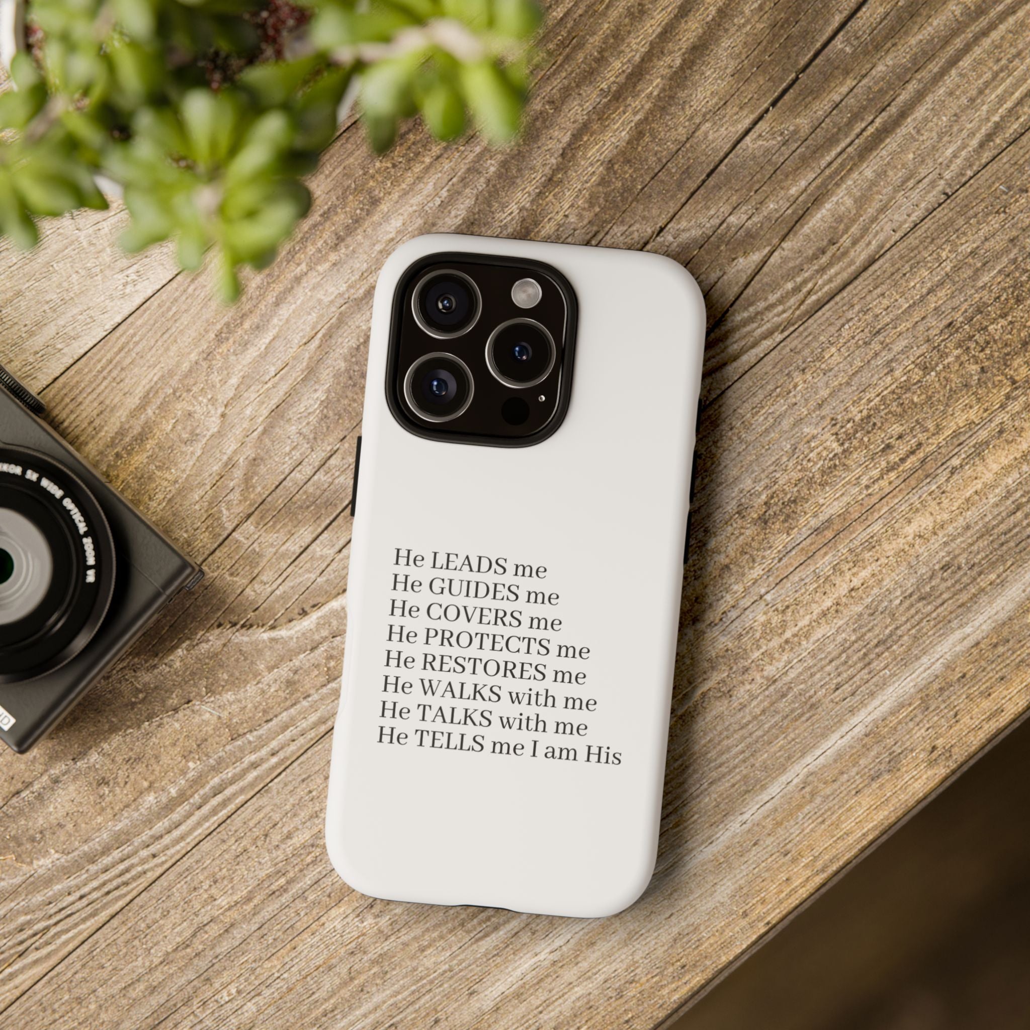 Christian Faith iPhone Case — "He Leads Me" Inspirational Phone Cover