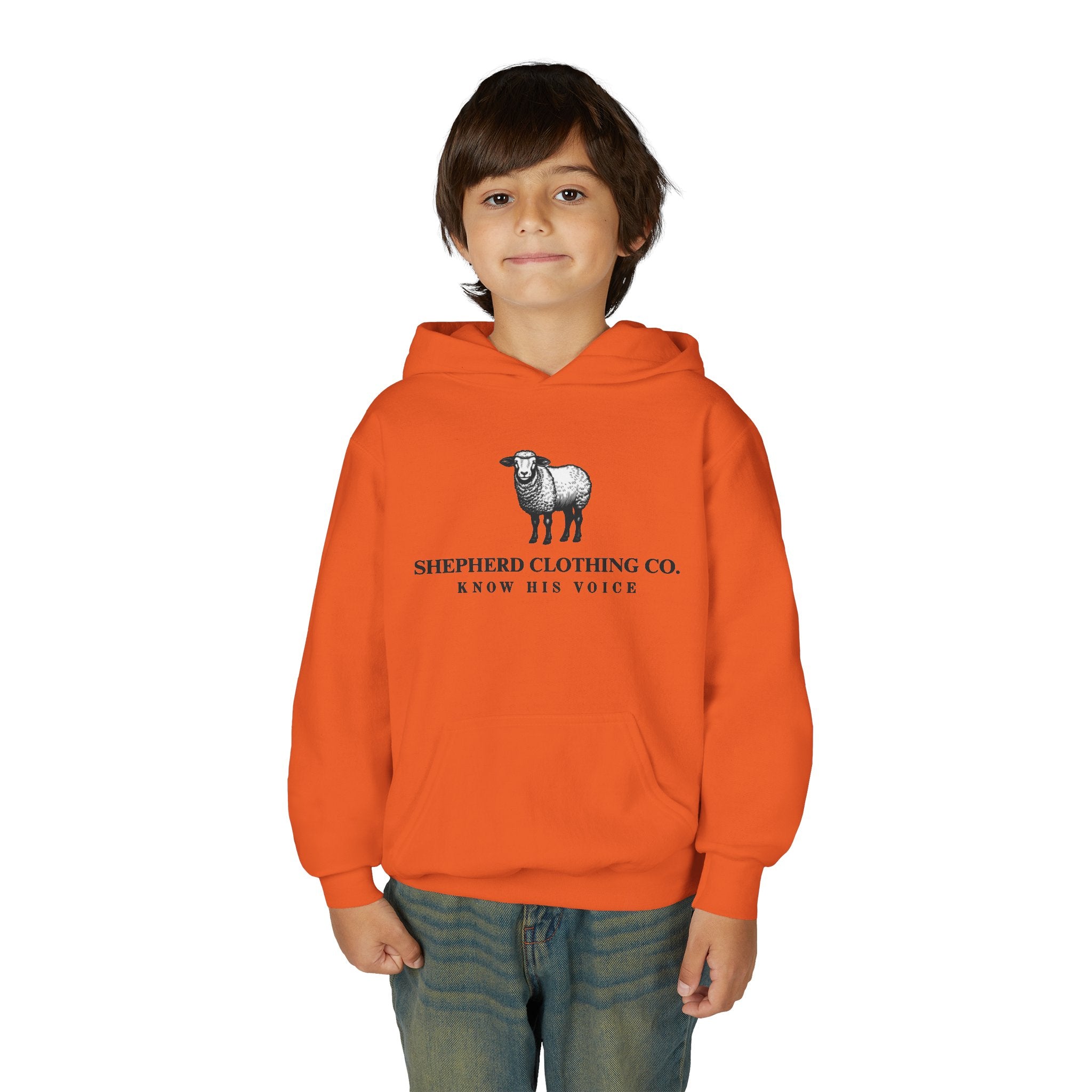 Youth Hoodie — Shepherd Clothing Co. 'Know His Voice' Lamb Graphic