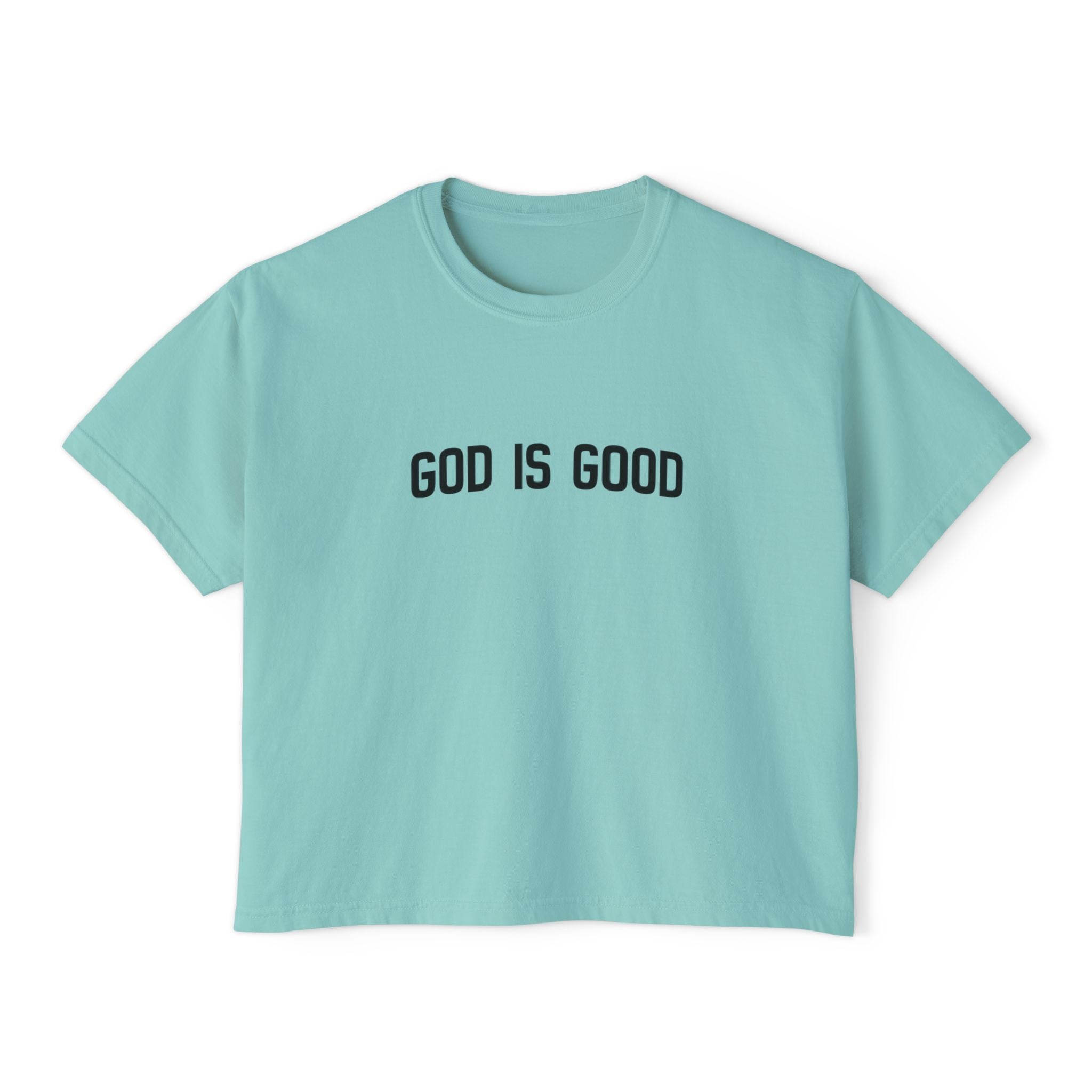 God Is Good Women's Boxy Tee — Faith-Based Casual Crop Top