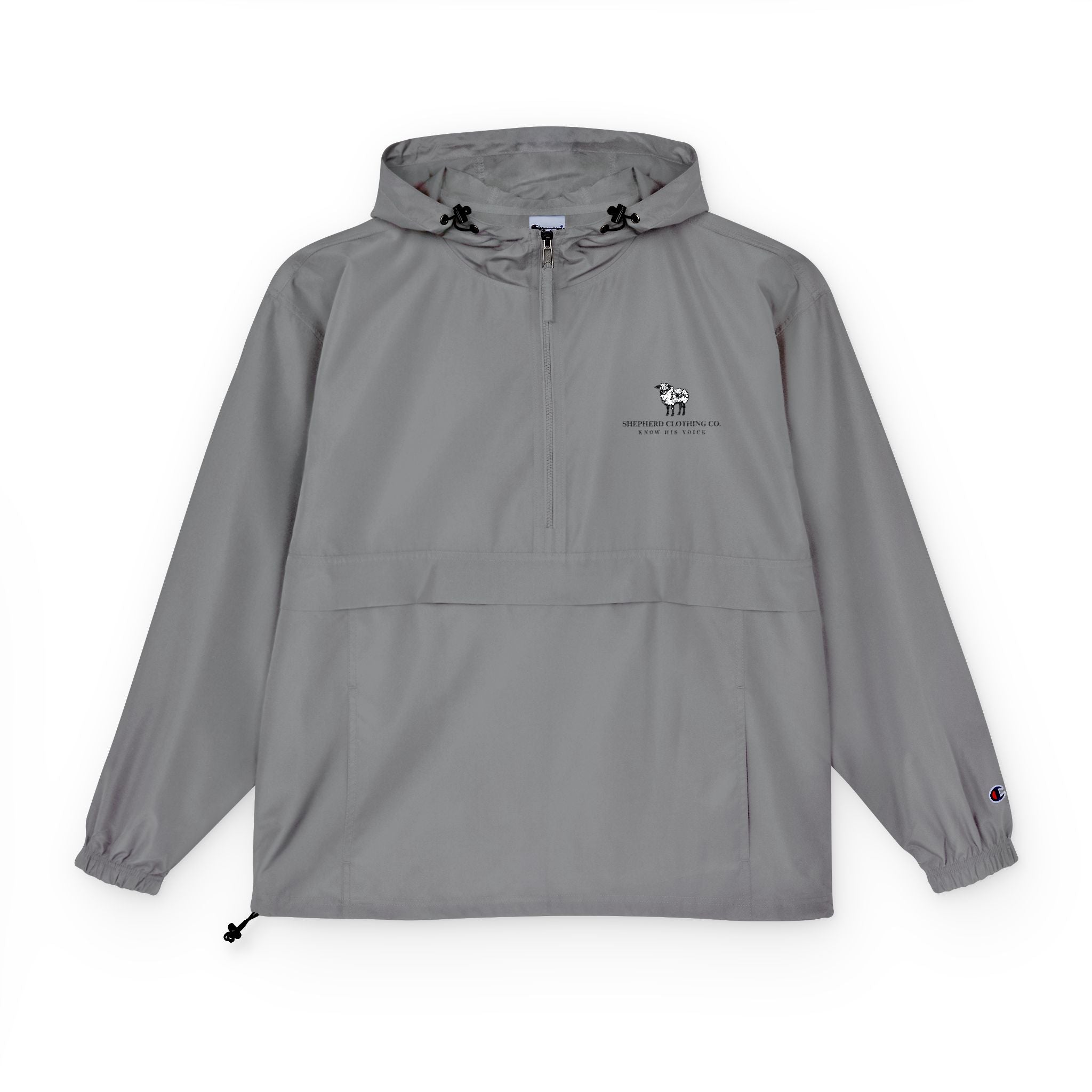 Packable Anorak Jacket — Light Blue Sheep Logo Windbreaker