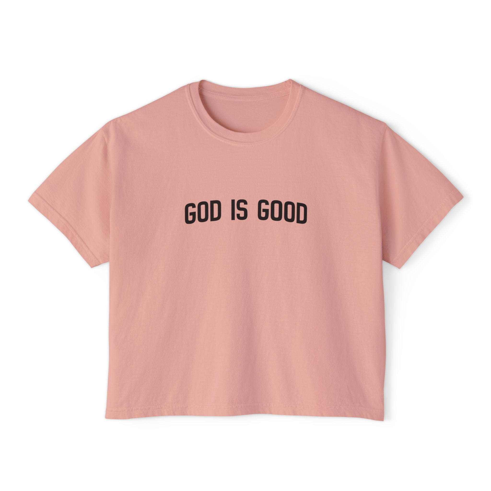 God Is Good Women's Boxy Tee — Faith-Based Casual Crop Top